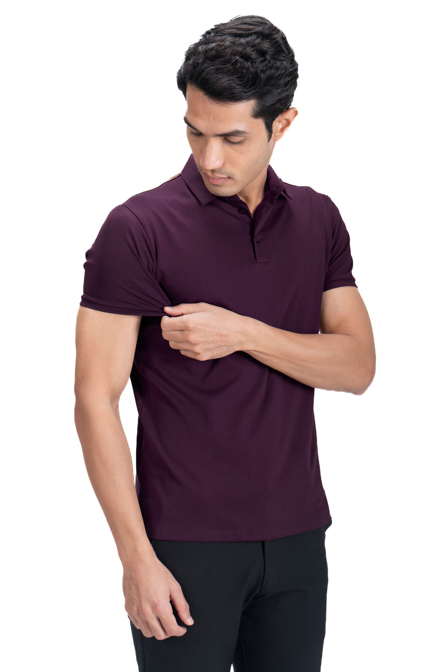 Fluid Cotton Polo - Plum Wine