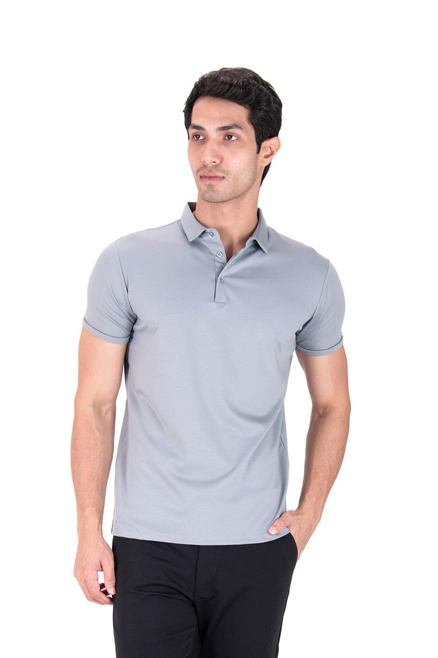 Fluid Cotton Polo - Chrome Grey