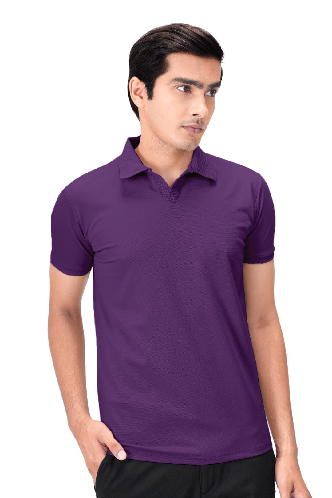 Wing Polo - Heavy Dobby Johnny collar Polo- Grape Wine