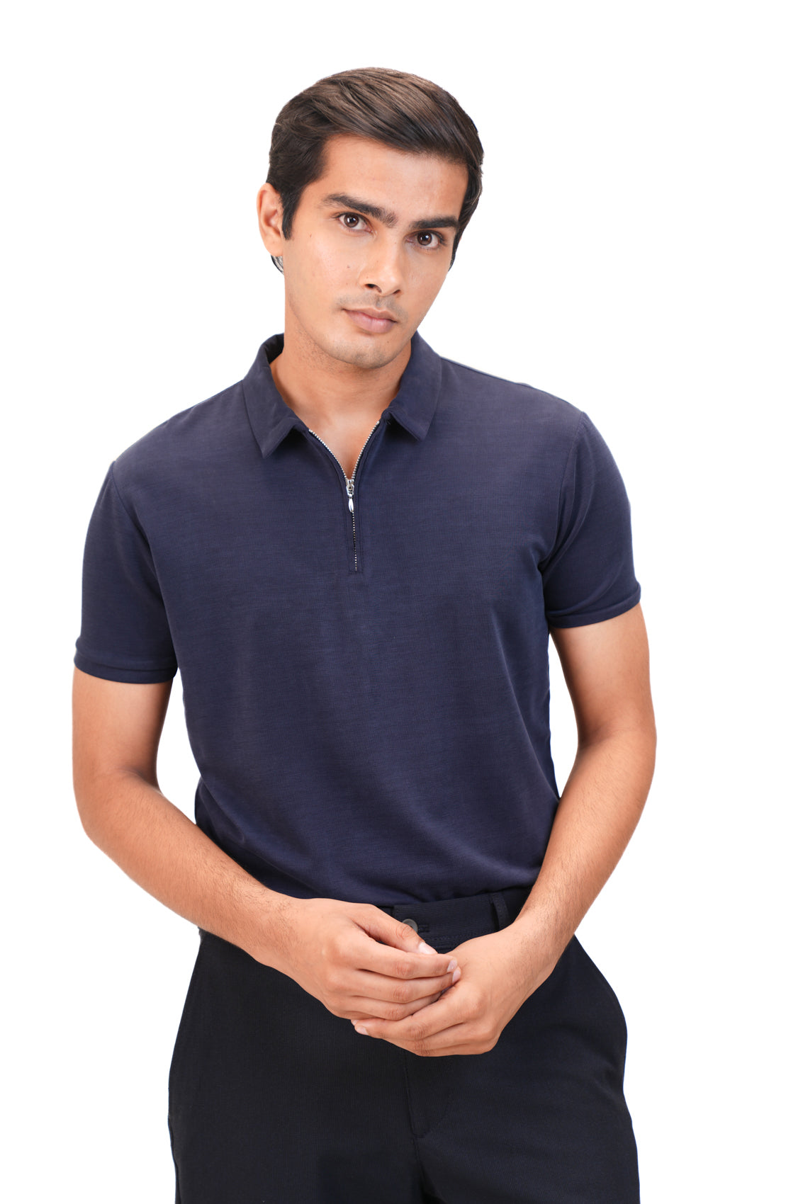 Suede Zipper Polo