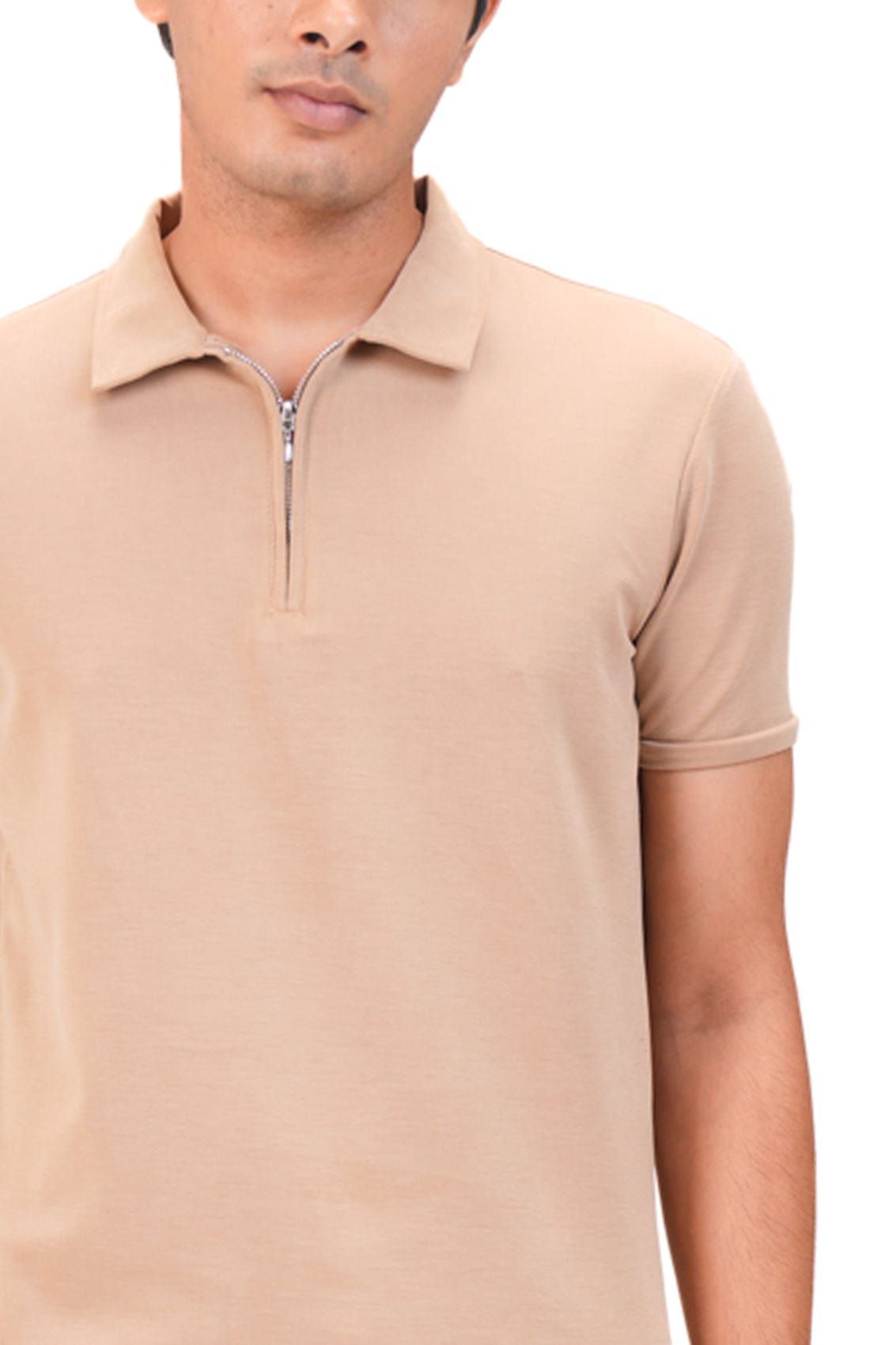 Suede Zipper Polo