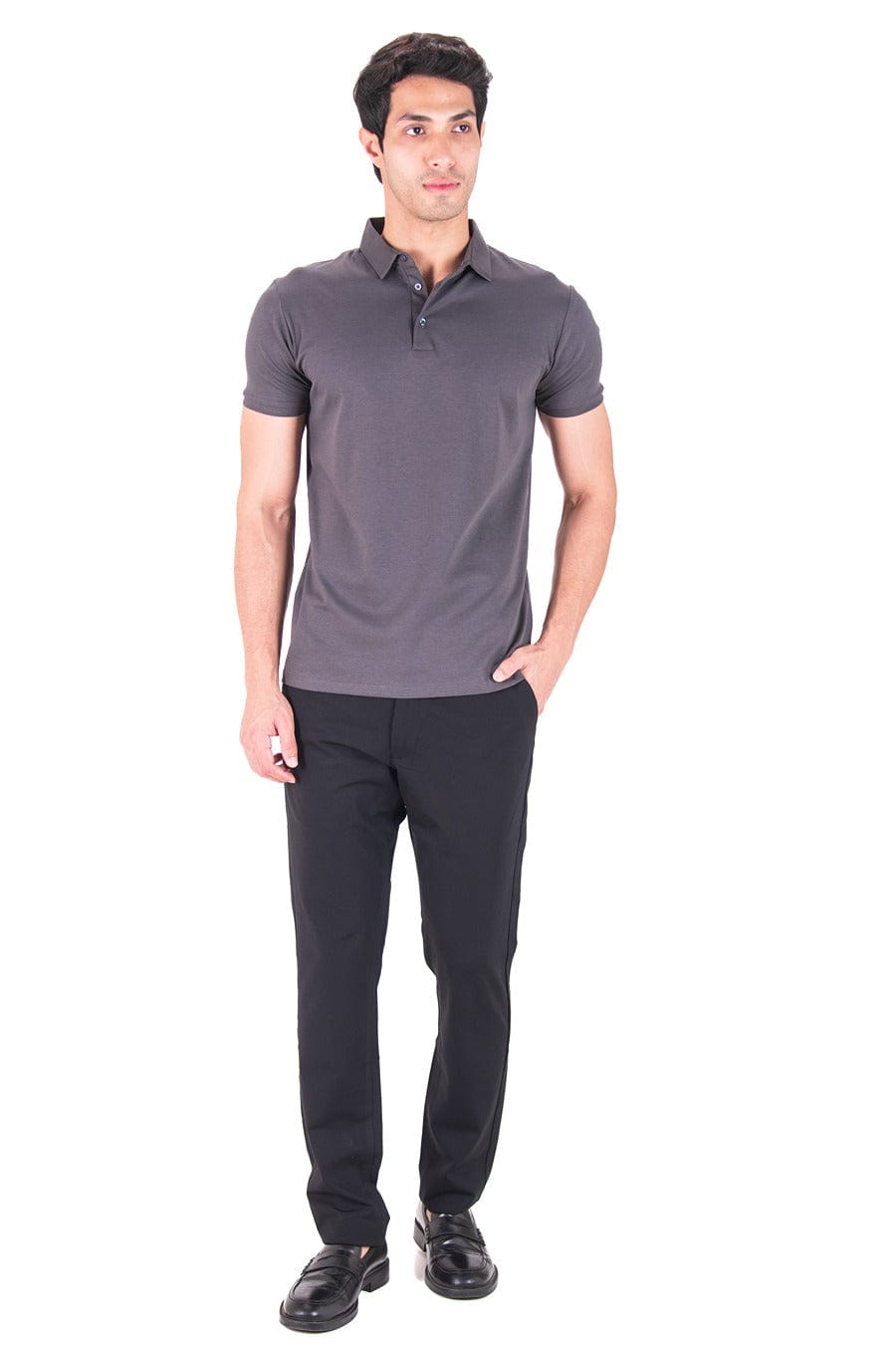 Fluid Cotton Polo - Deep Grey