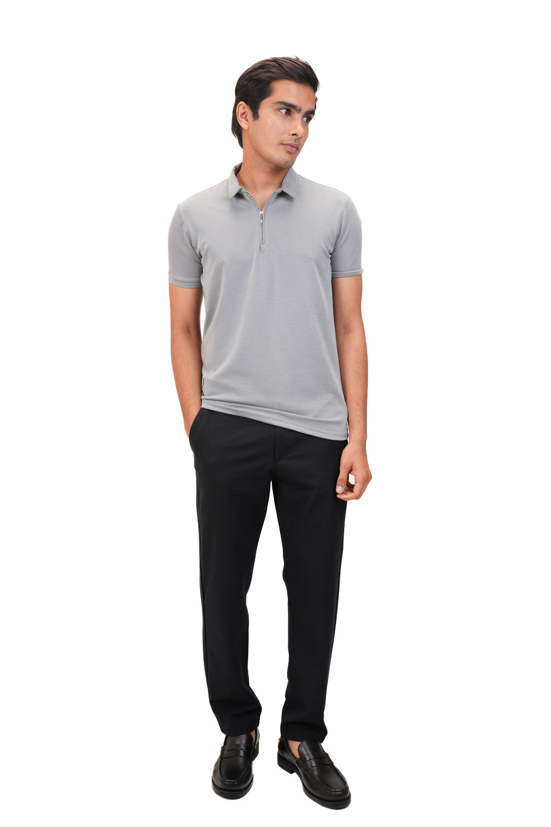 Suede Zipper Polo