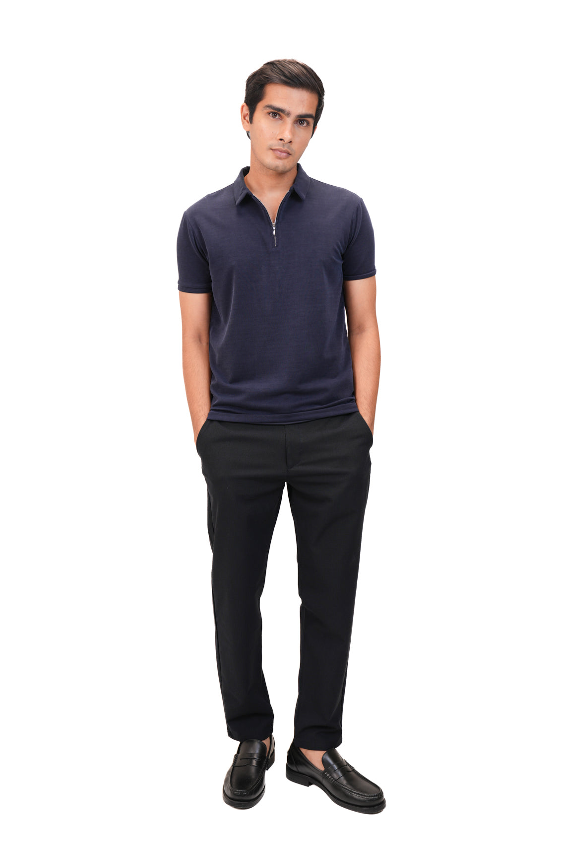 Suede Zipper Polo