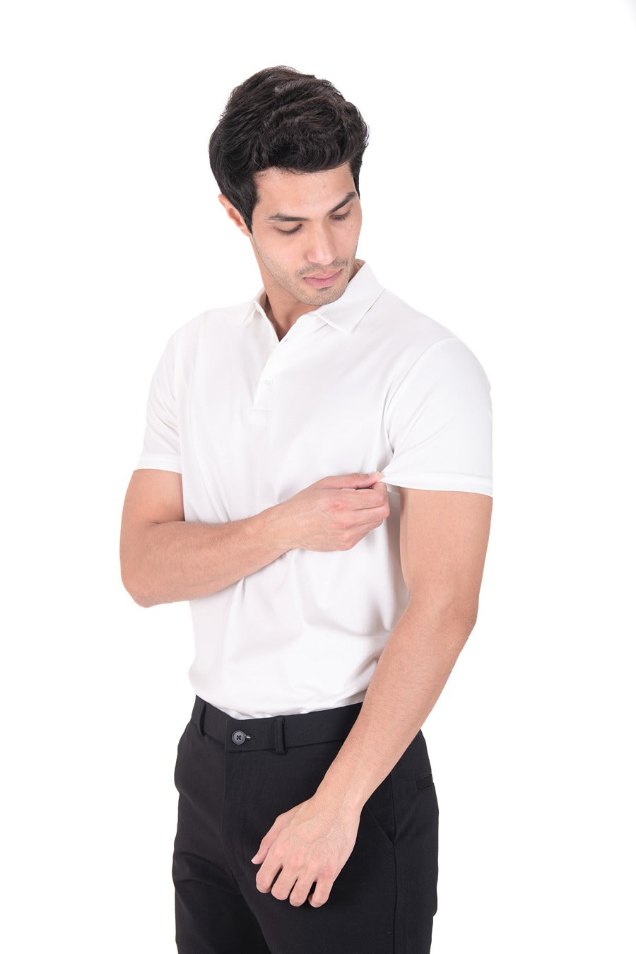 Fluid Cotton Polo - Frost White