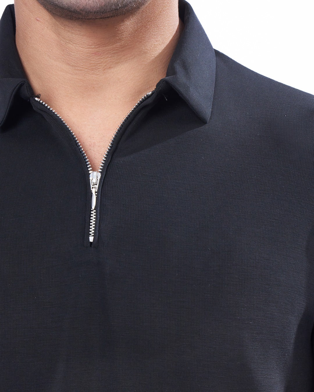 Suede Zipper Polo