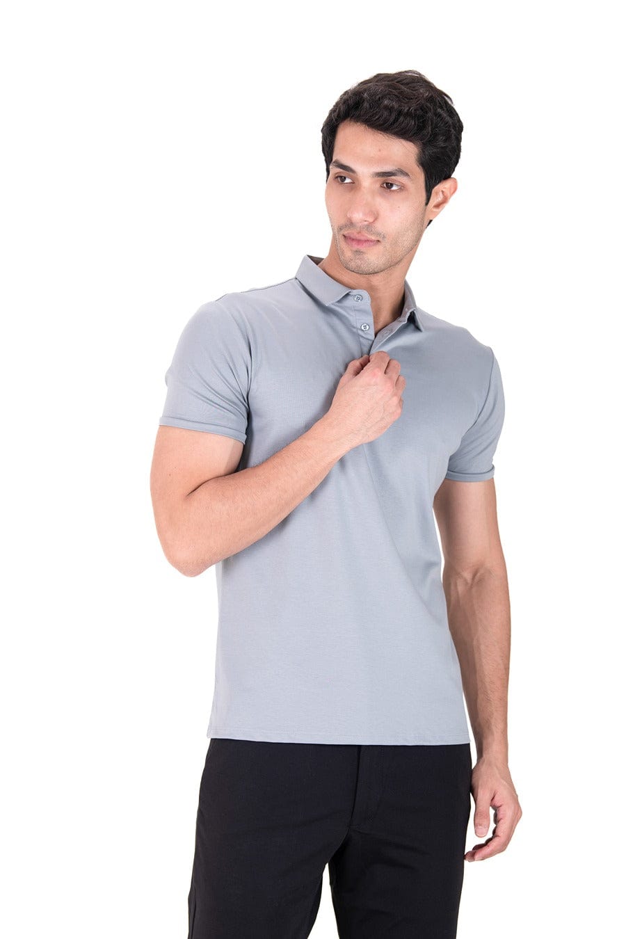 Fluid Cotton Polo - Chrome Grey