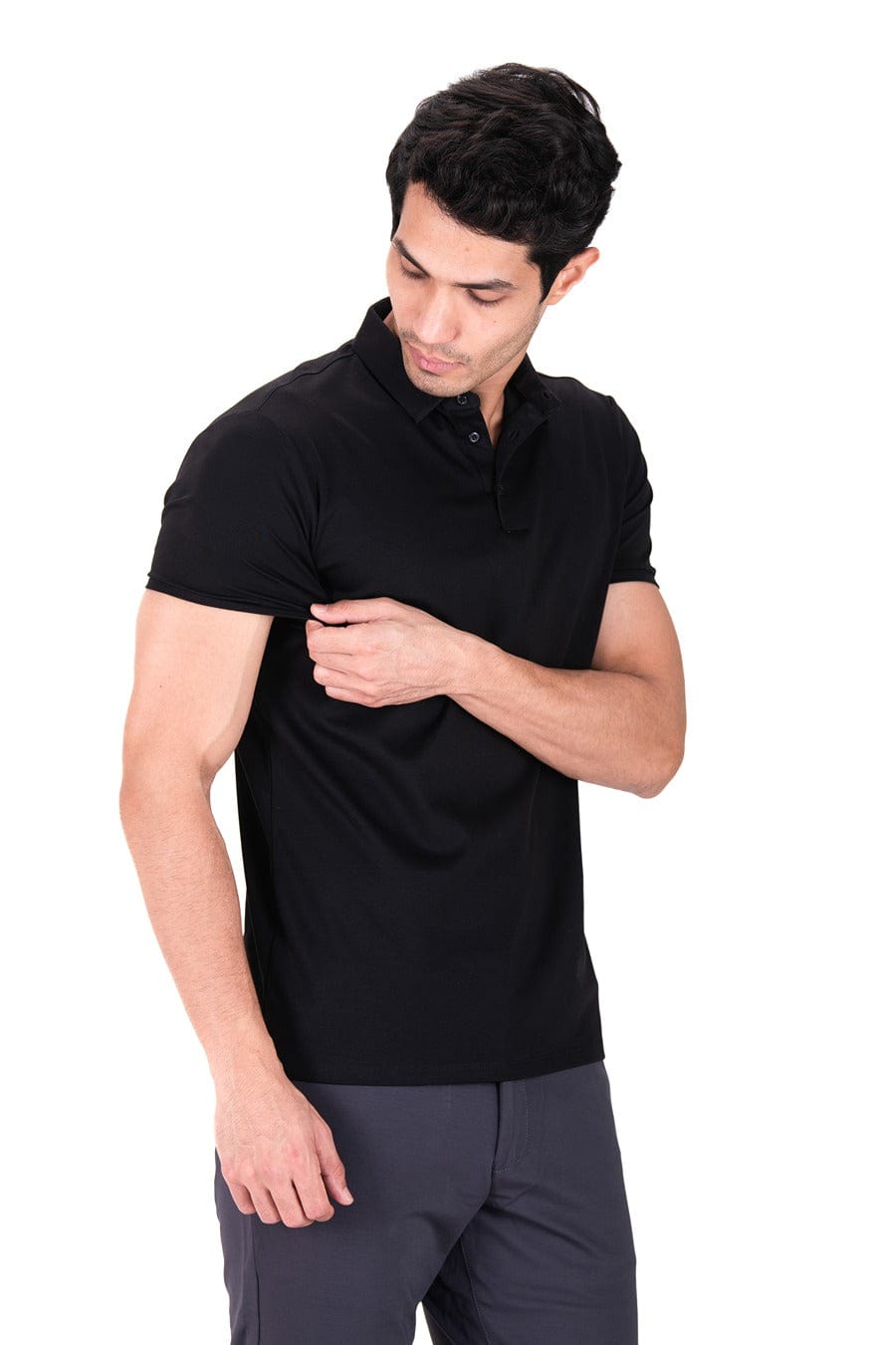 Fluid Cotton Polo - Carbon Black