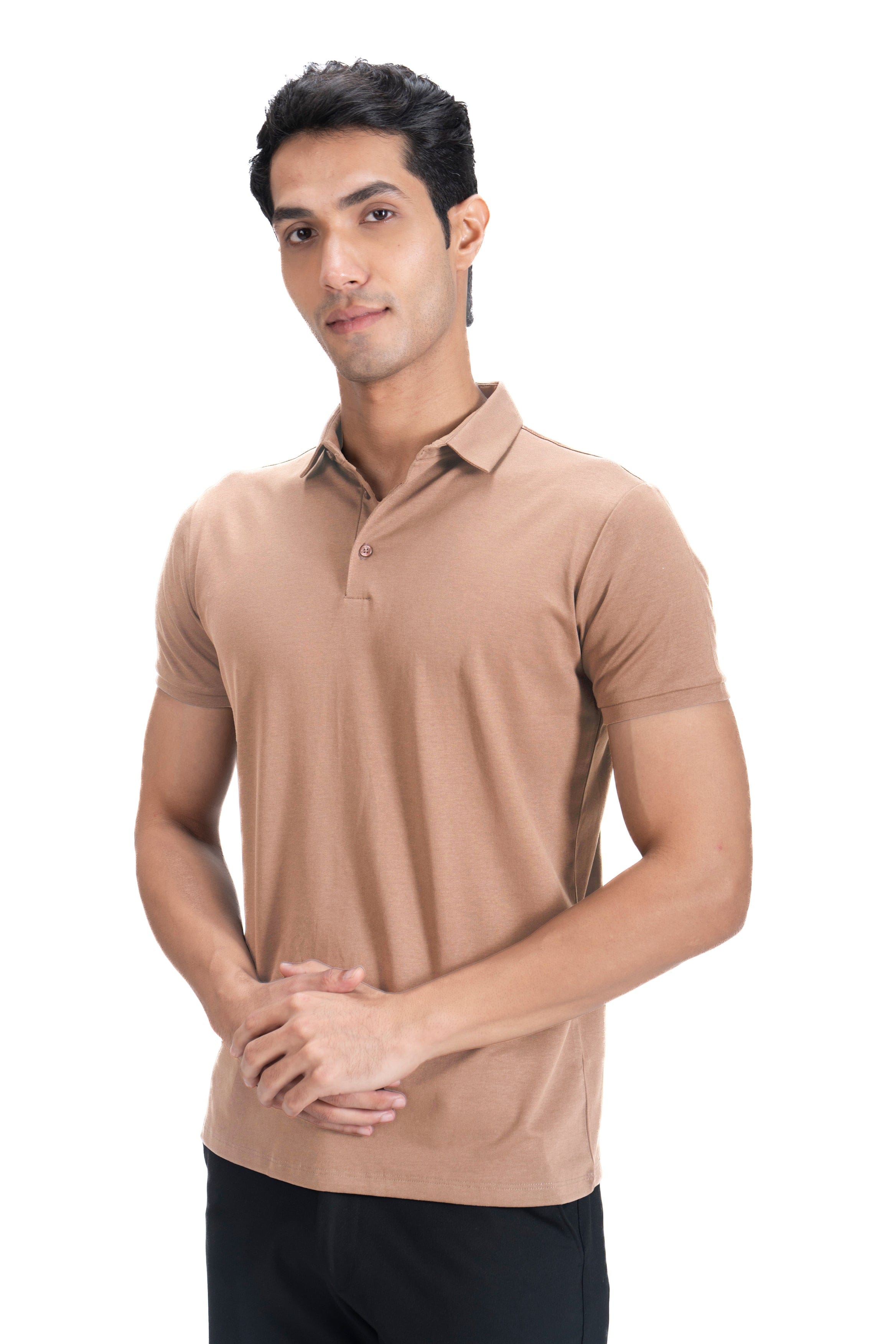 Fluid Cotton Polo - Warm Khaki