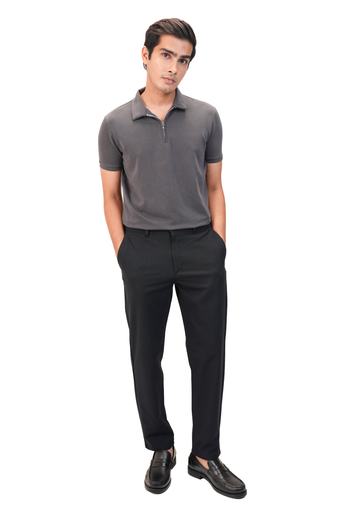 Suede Zipper Polo