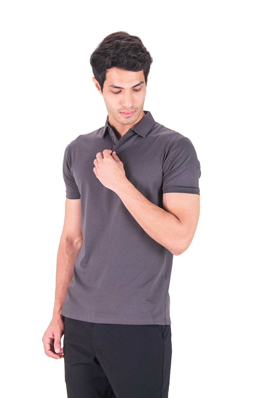 Fluid Cotton Polo - Deep Grey