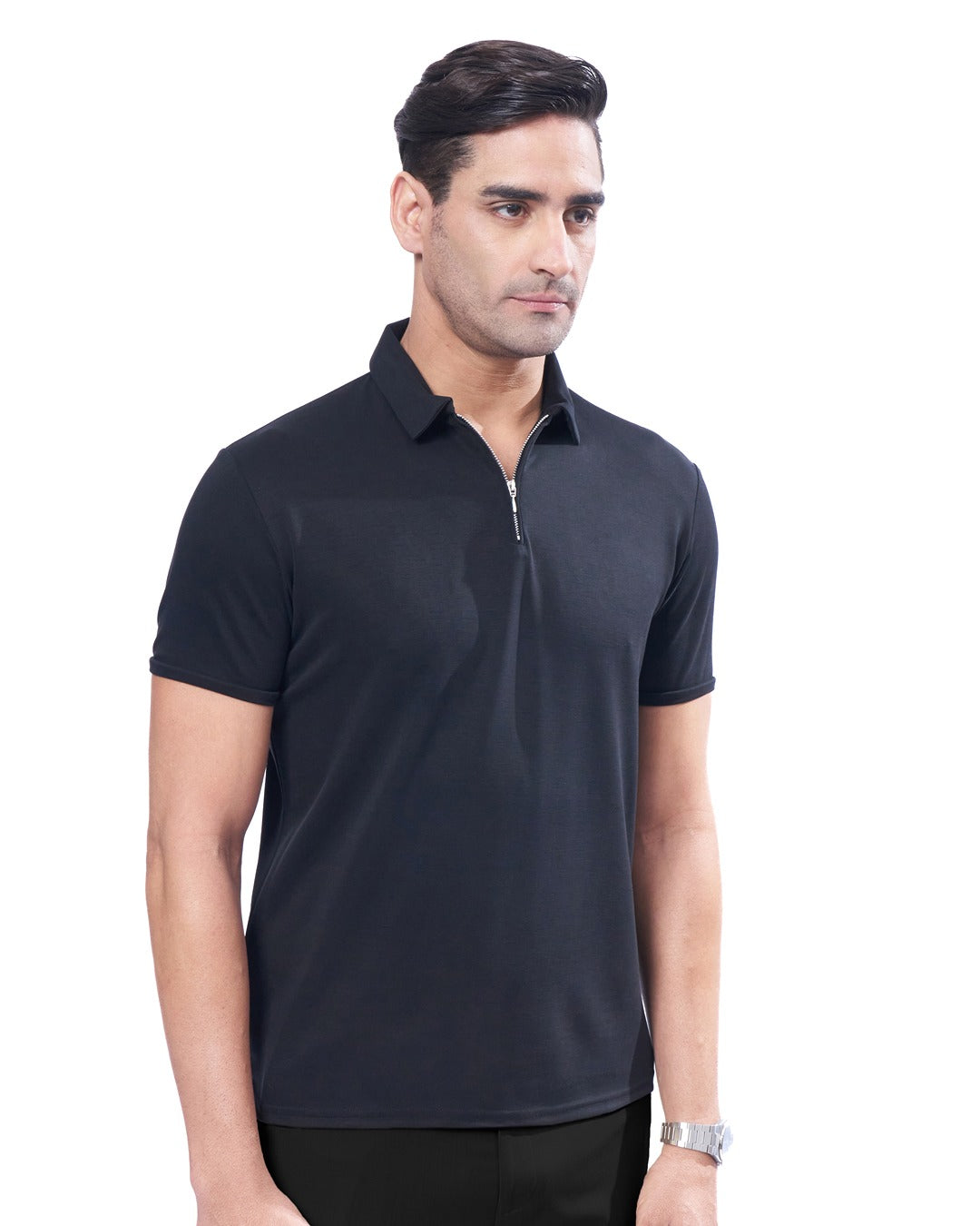 Suede Zipper Polo
