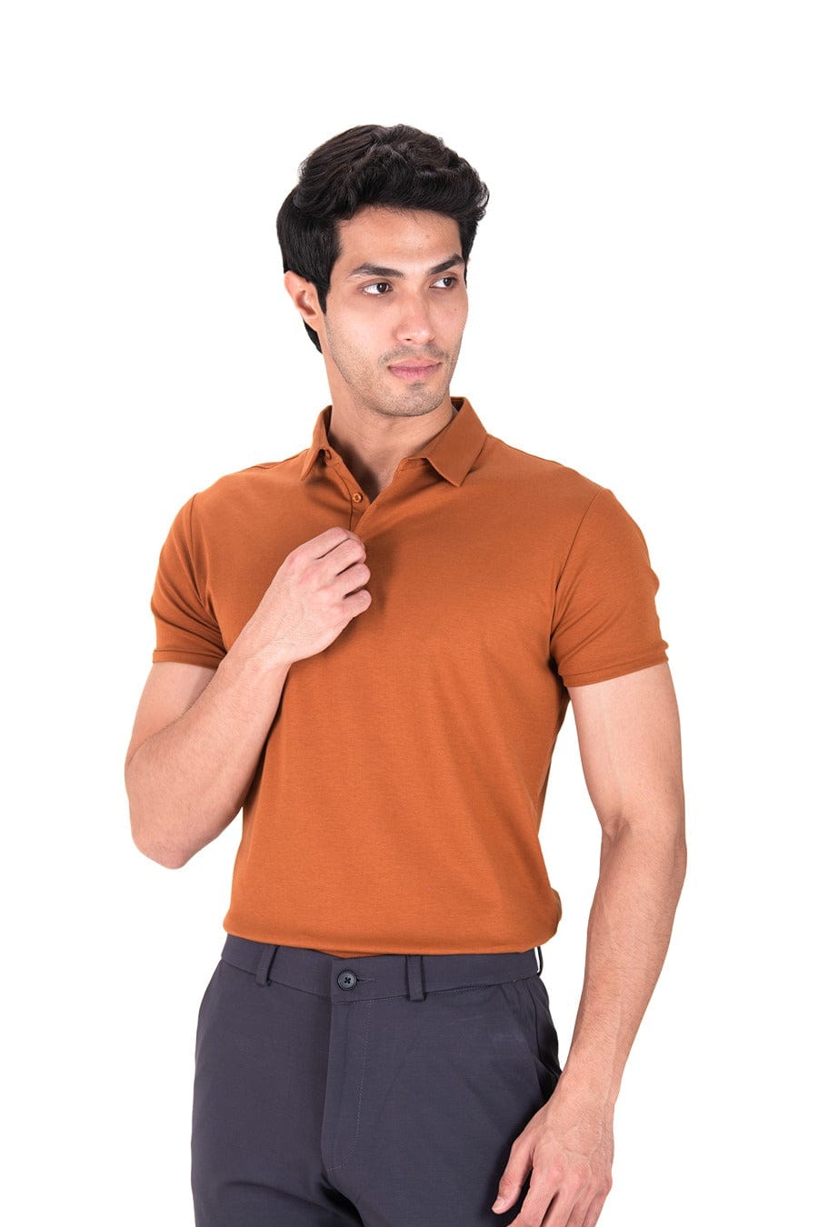 Fluid Cotton Polo - Molten Rust