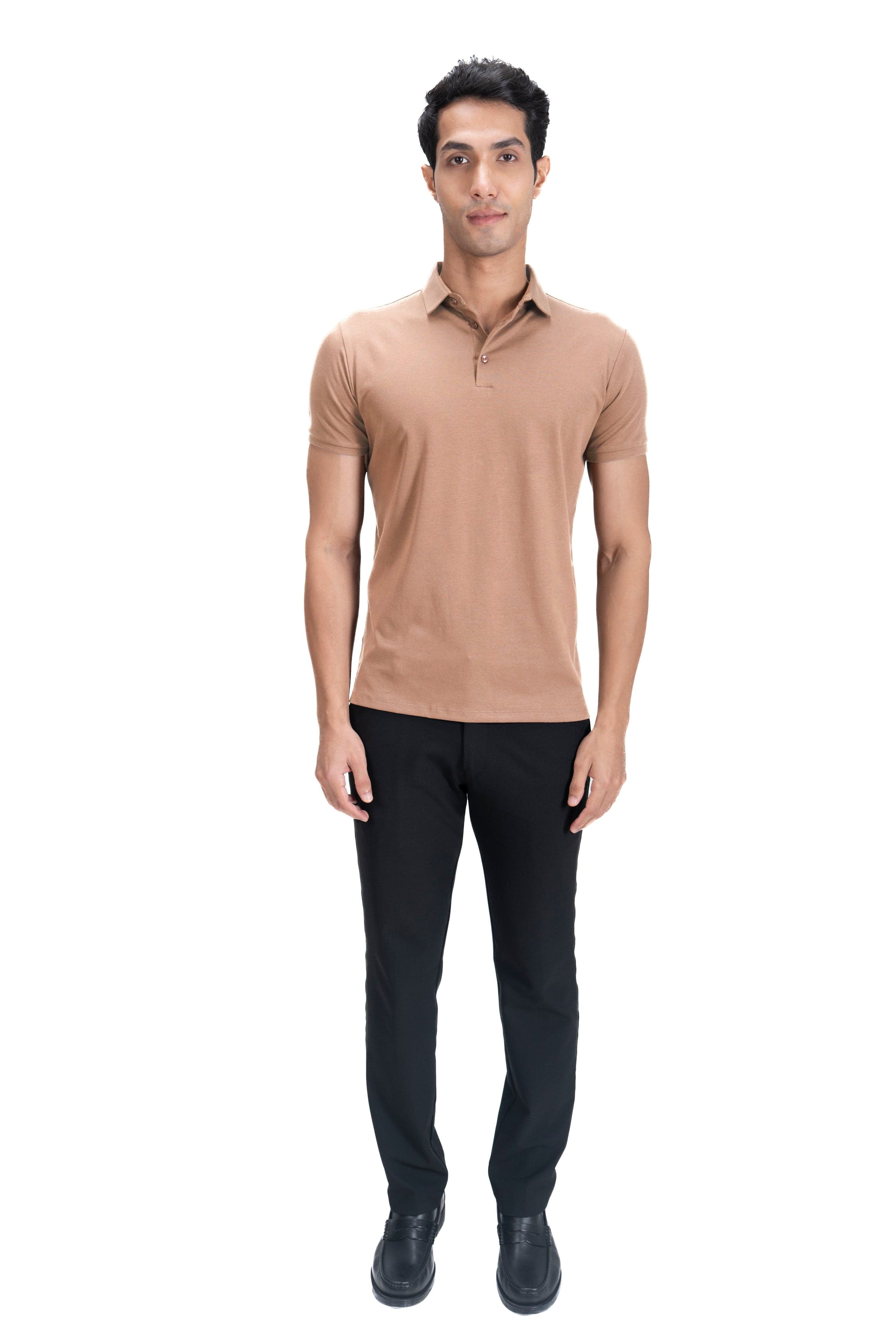 Fluid Cotton Polo - Warm Khaki
