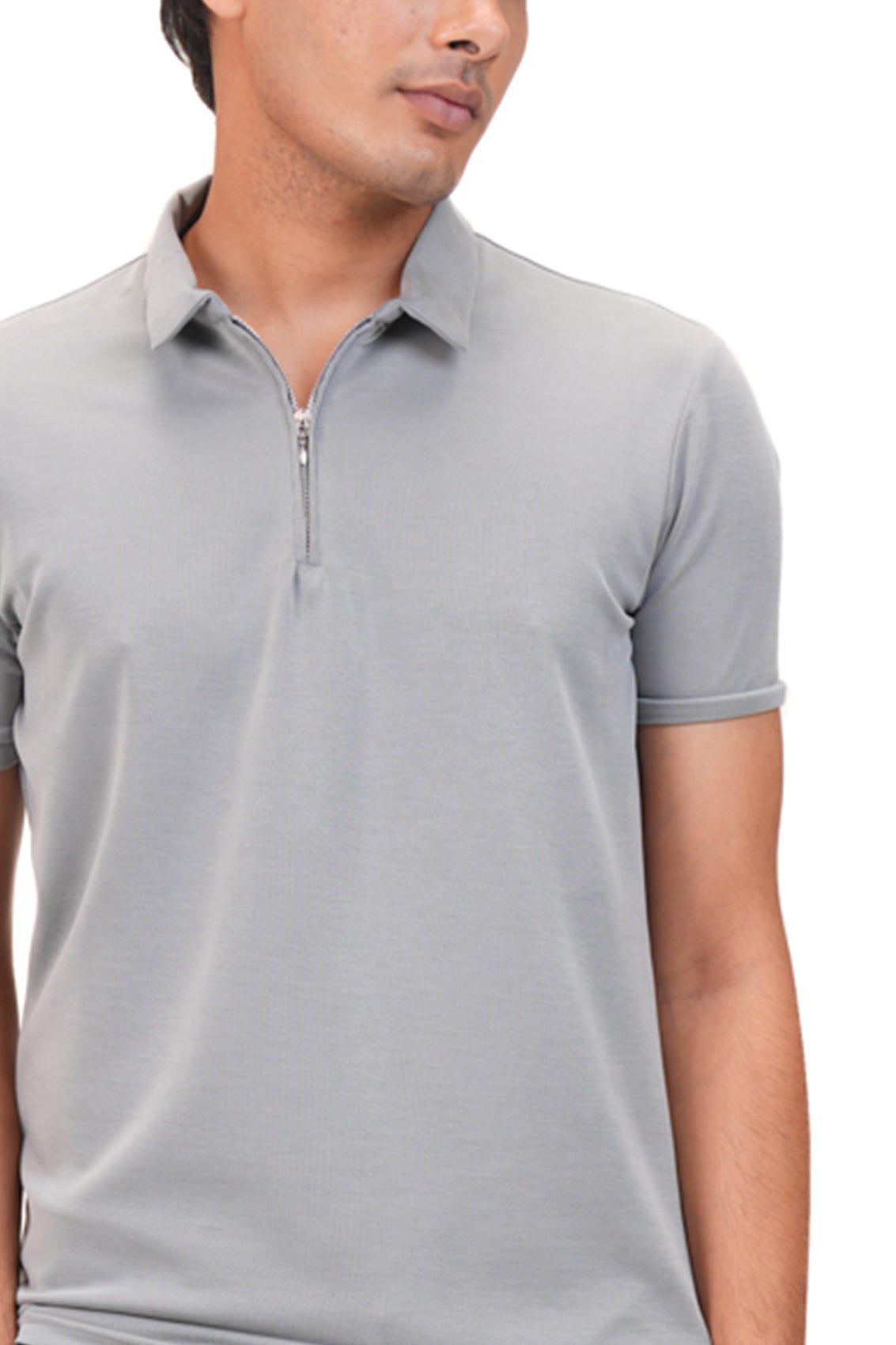 Suede Zipper Polo