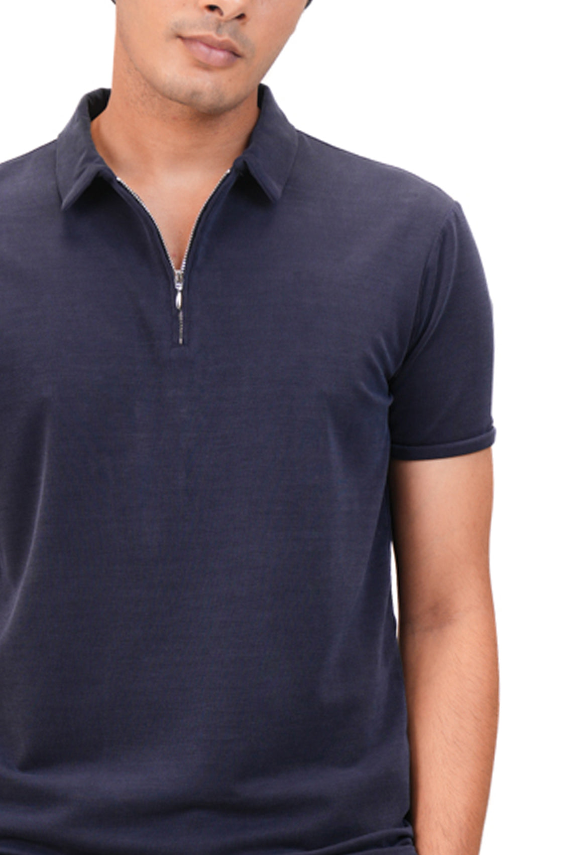 Suede Zipper Polo