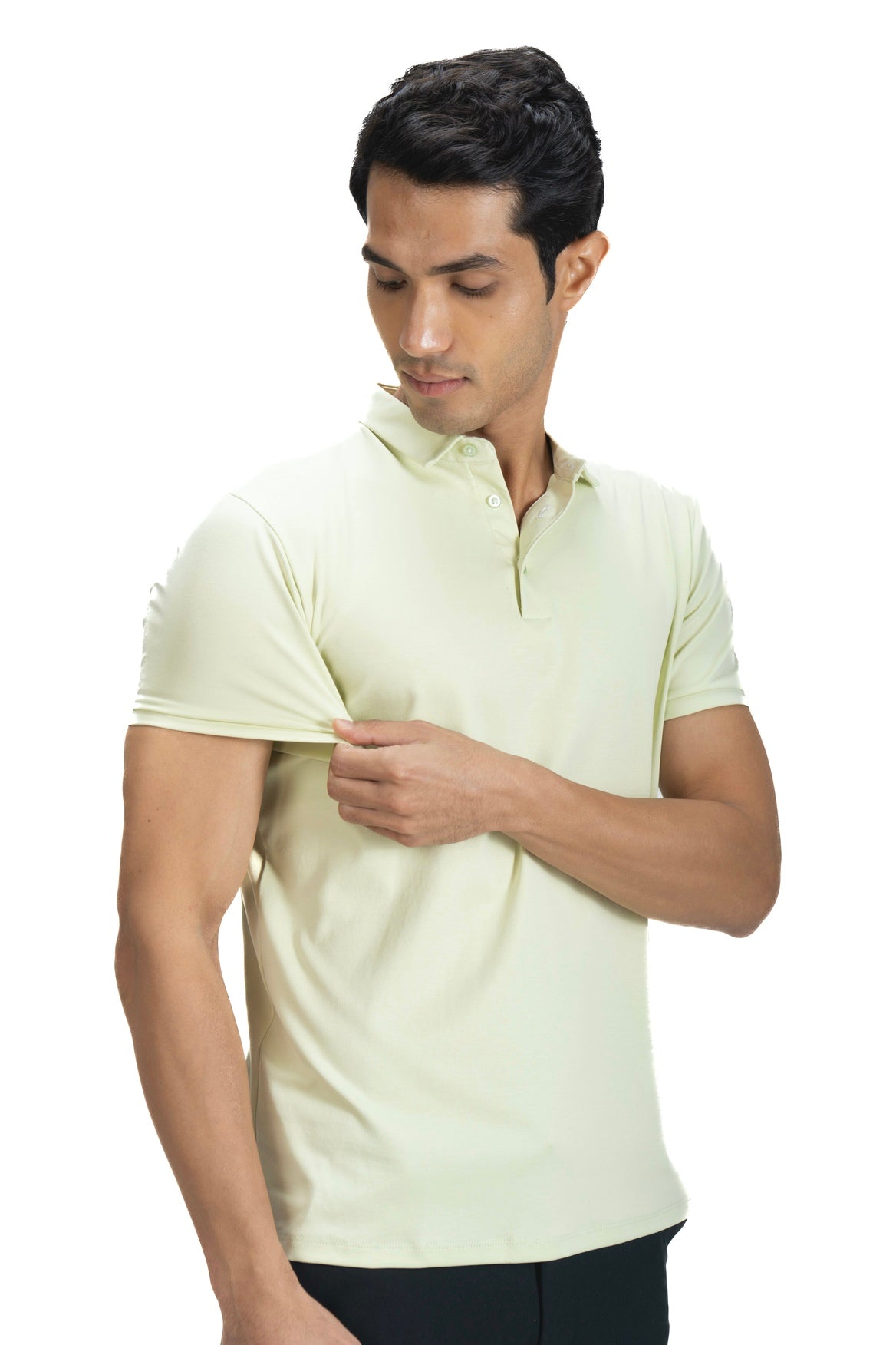Fluid Cotton Polo - Matcha Cream