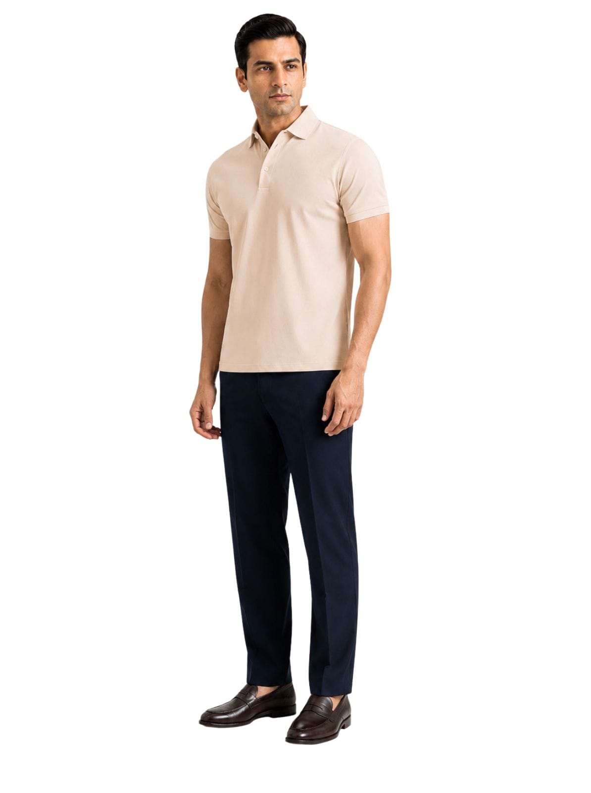 Fluid Cotton Polo - Stone Beige