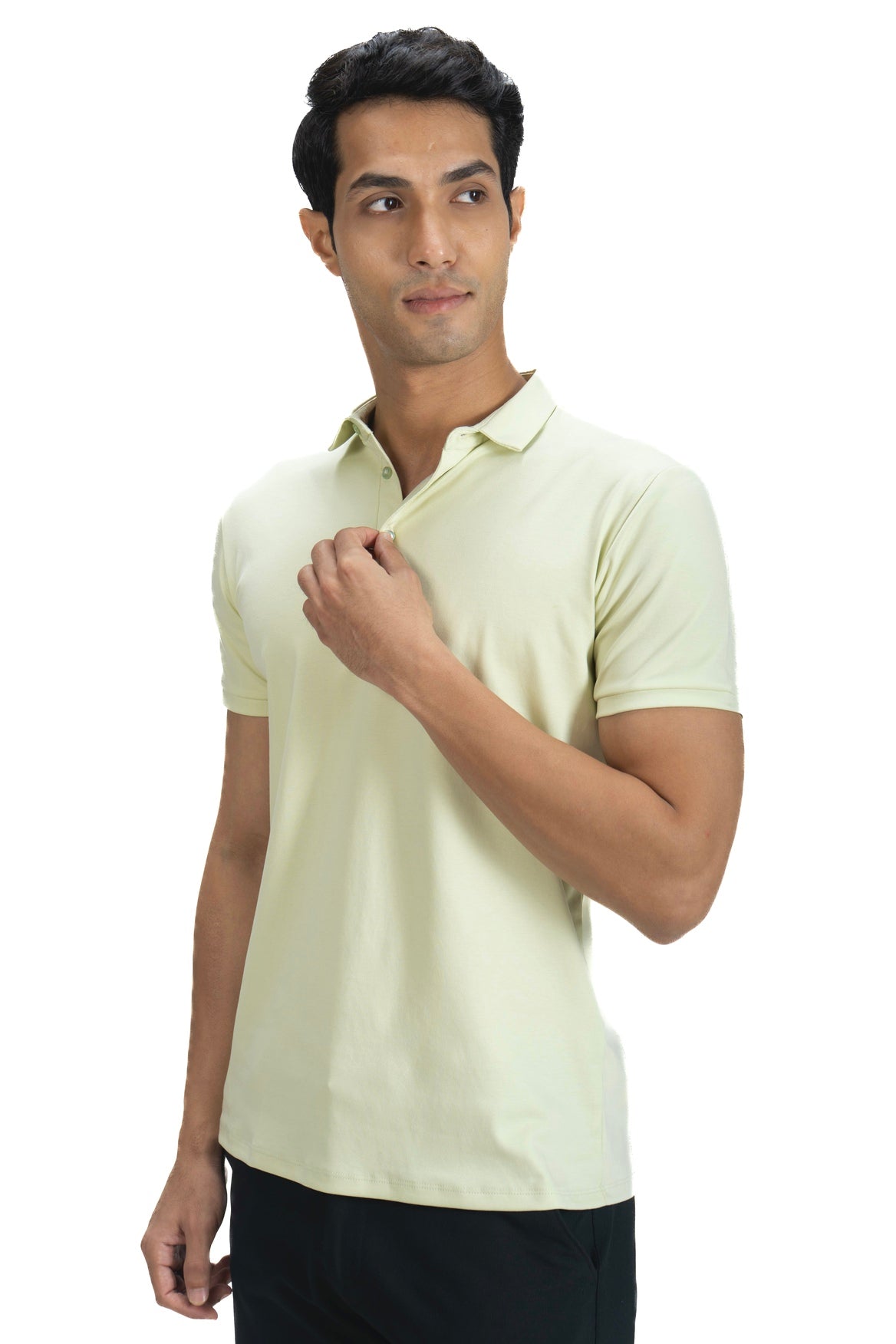 Fluid Cotton Polo - Matcha Cream