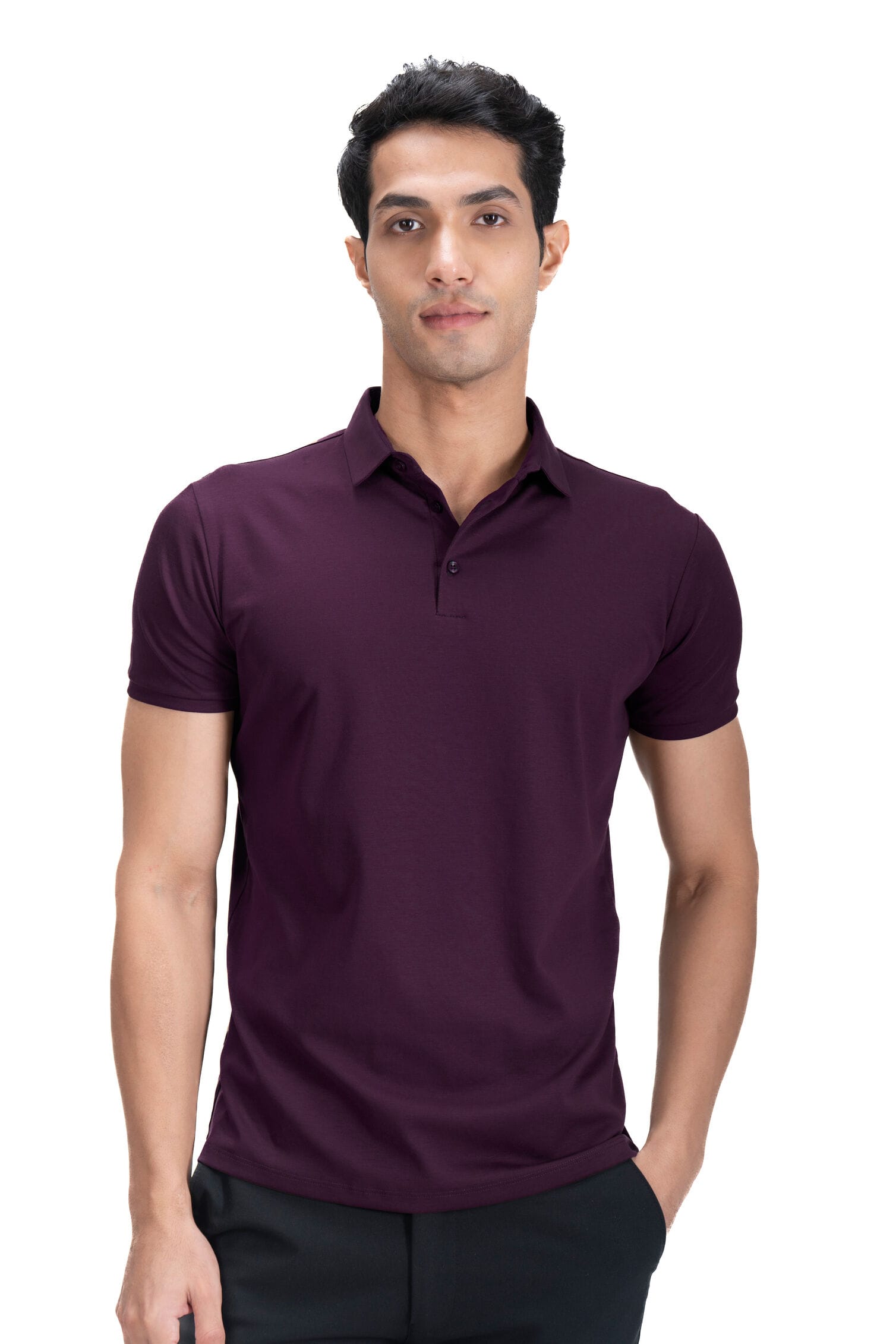 Fluid Cotton Polo - Plum Wine