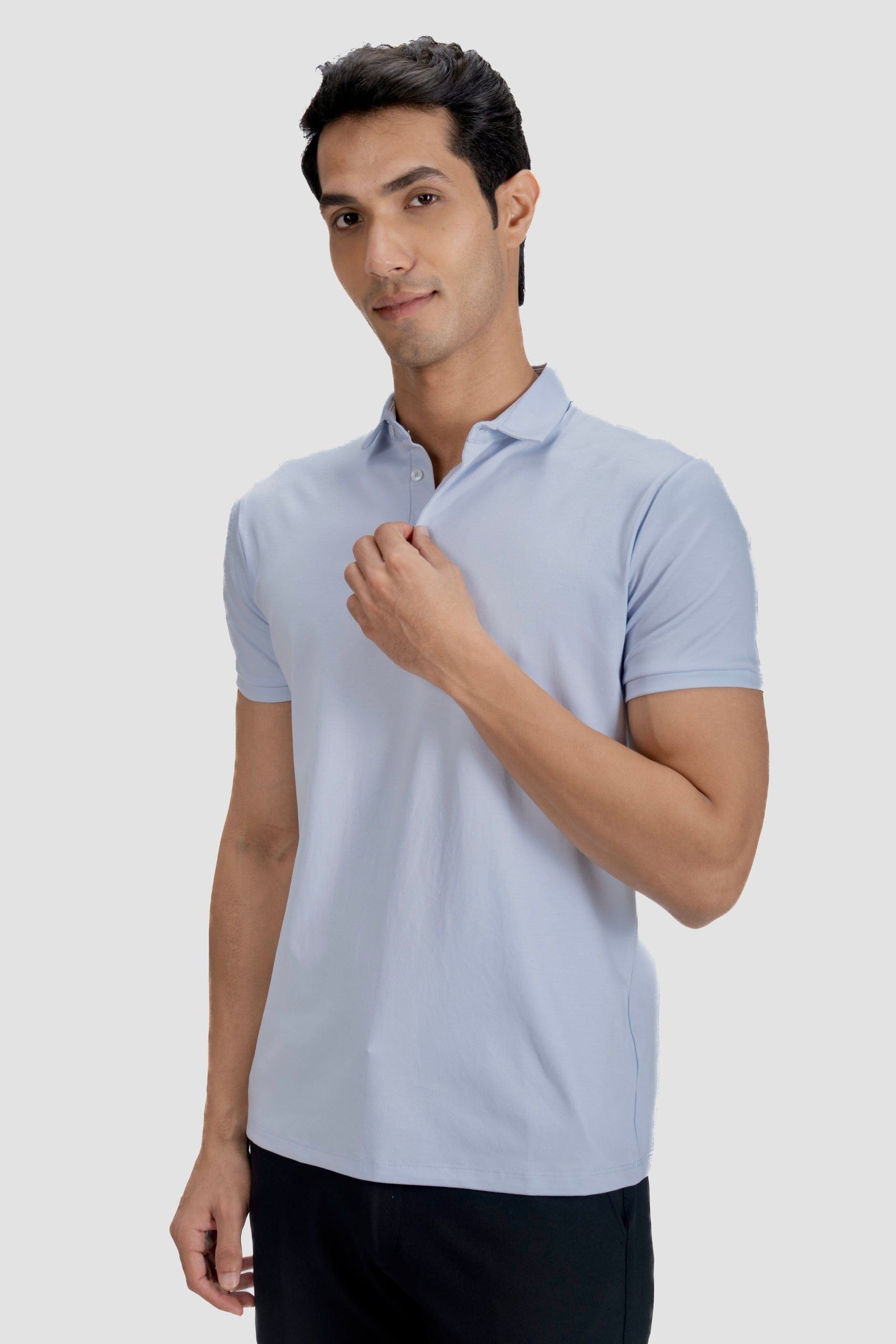 Fluid Cotton Polo - Glacier Blue