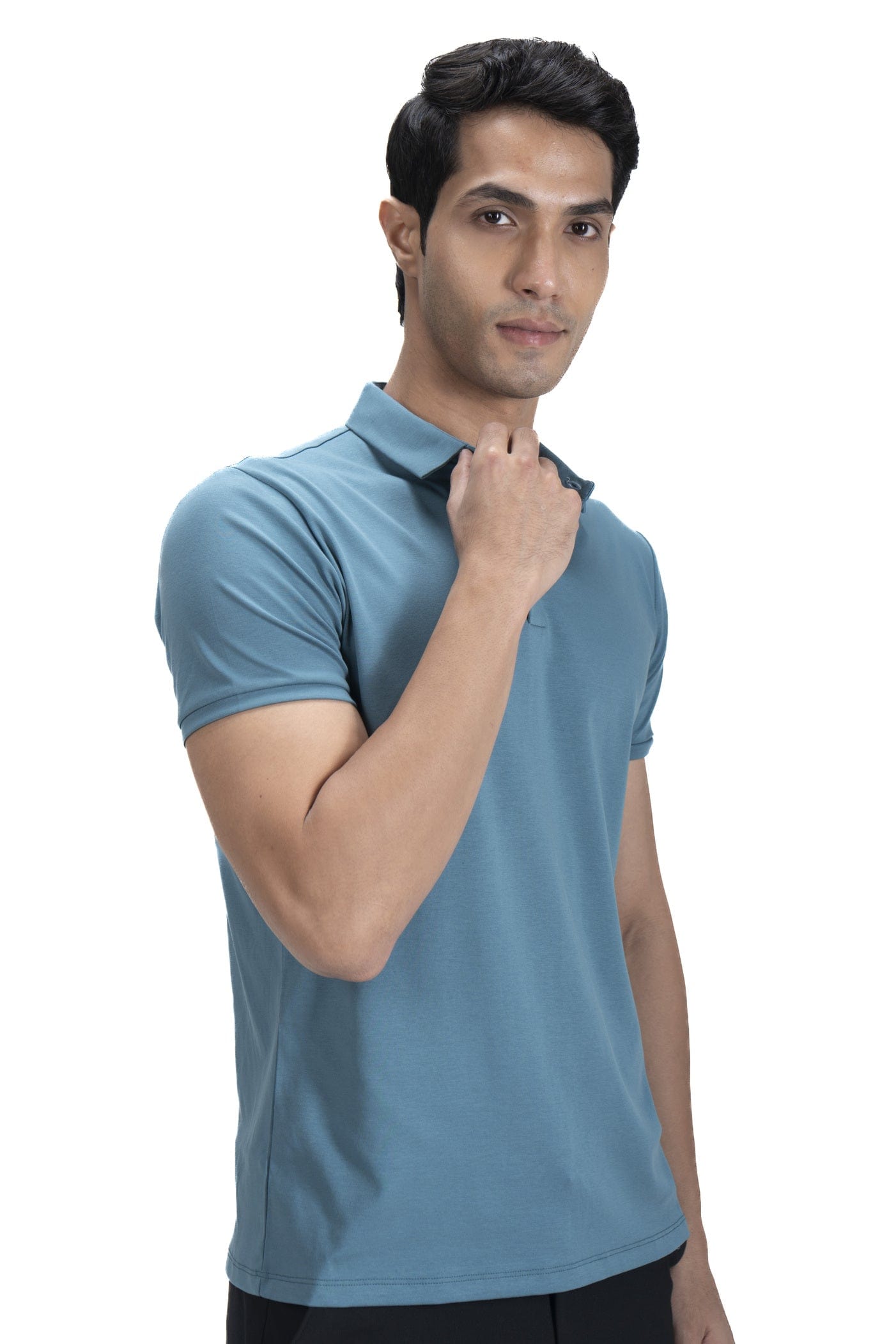Fluid Cotton Polo - Aqua Blue