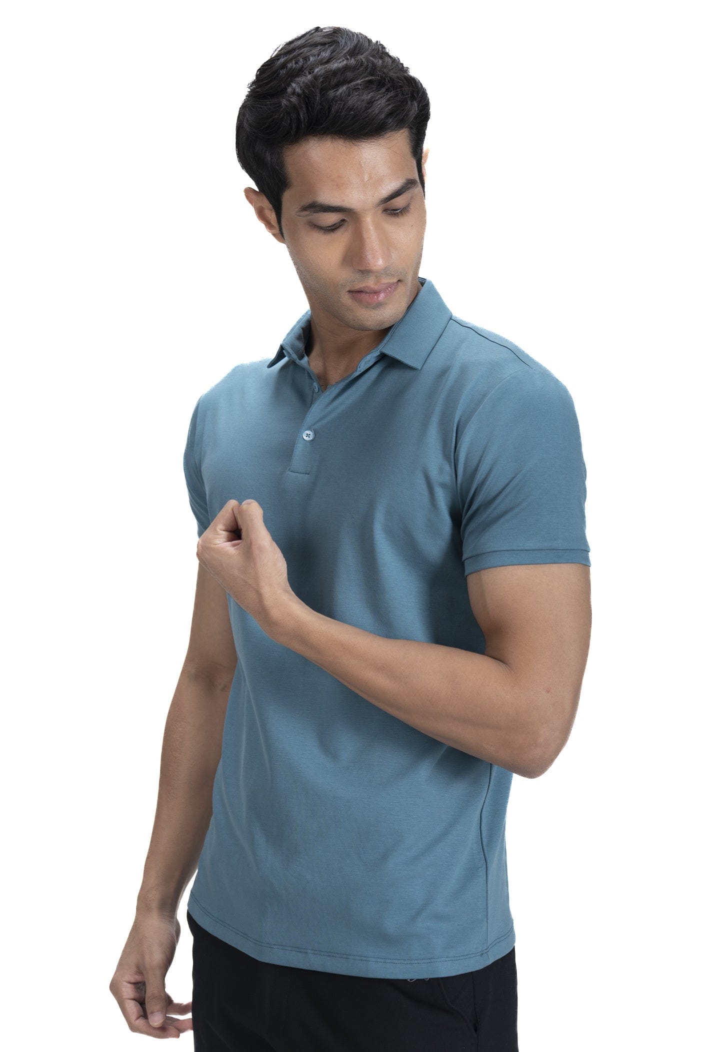 Fluid Cotton Polo - Aqua Blue
