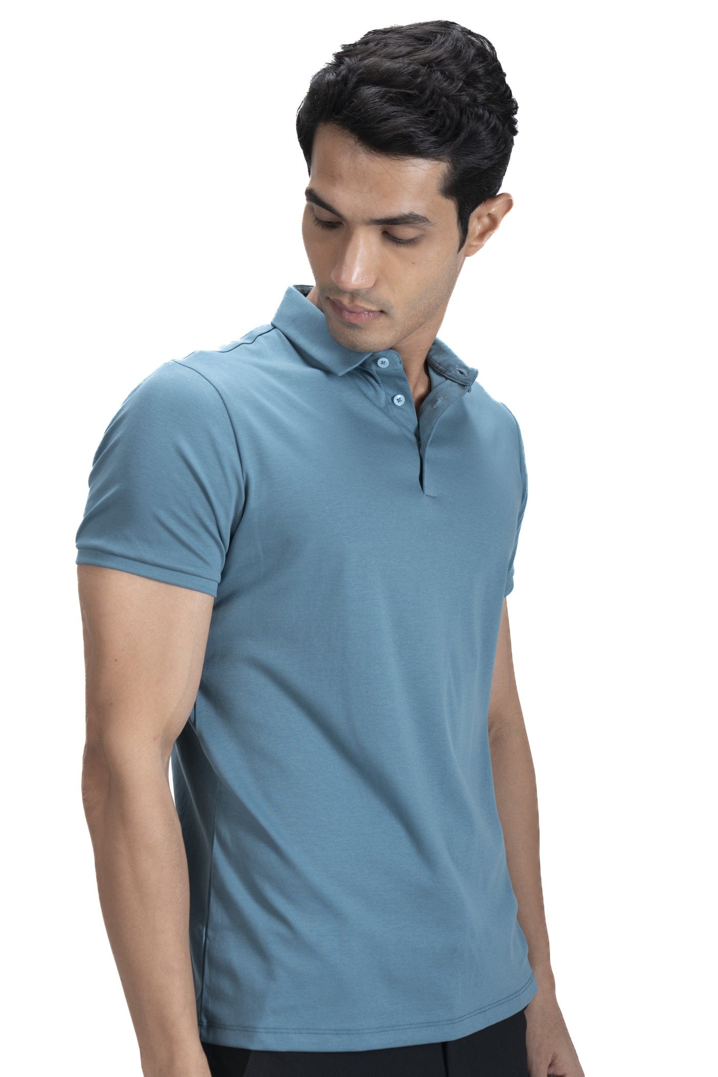 Fluid Cotton Polo - Aqua Blue