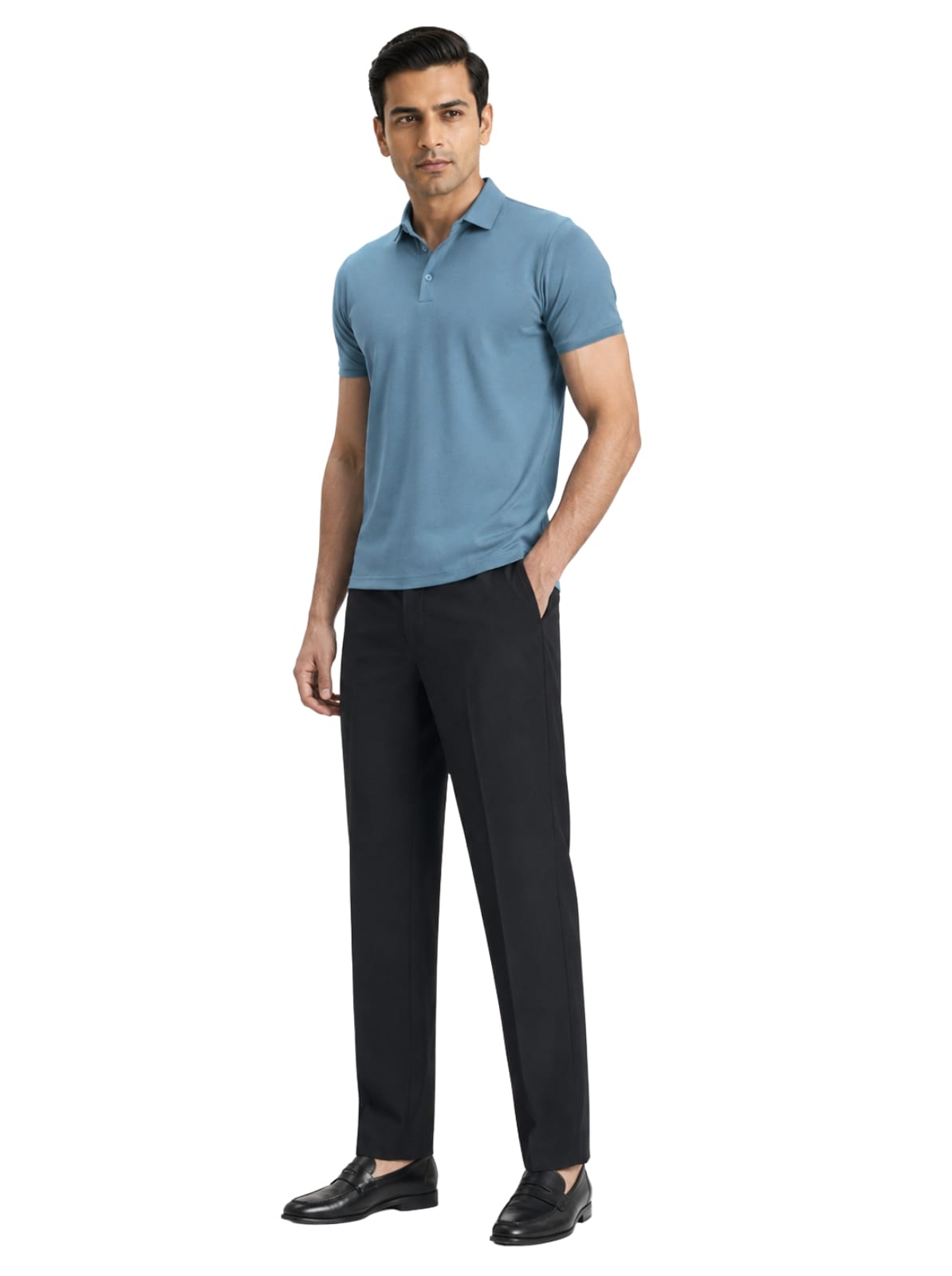 Fluid Cotton Polo - Aqua Blue