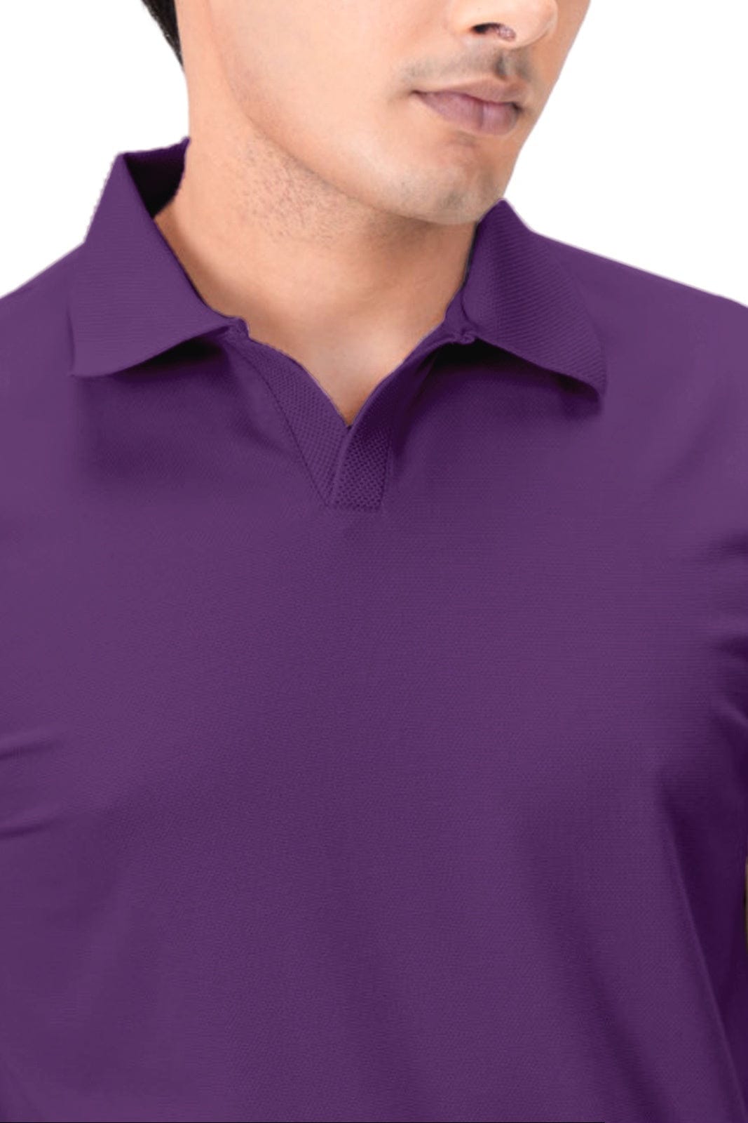 Wing Polo - Heavy Dobby Johnny collar Polo- Grape Wine