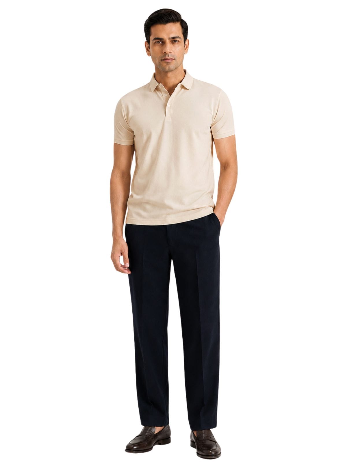 Fluid Cotton Polo - Stone Beige