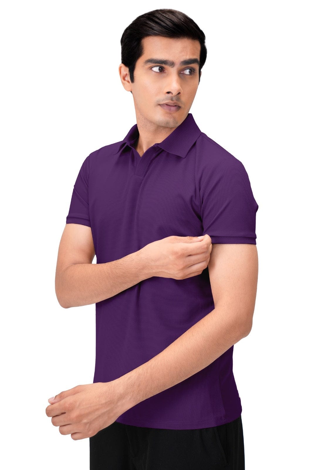 Wing Polo - Heavy Dobby Johnny collar Polo- Grape Wine