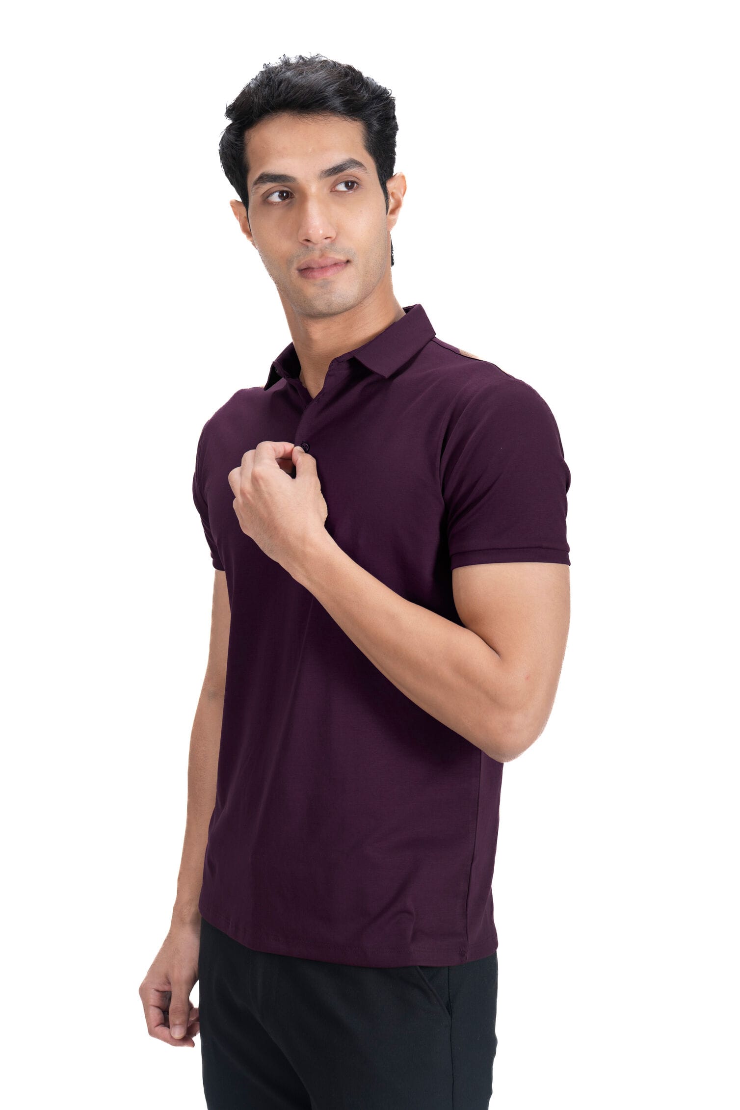 Fluid Cotton Polo - Plum Wine