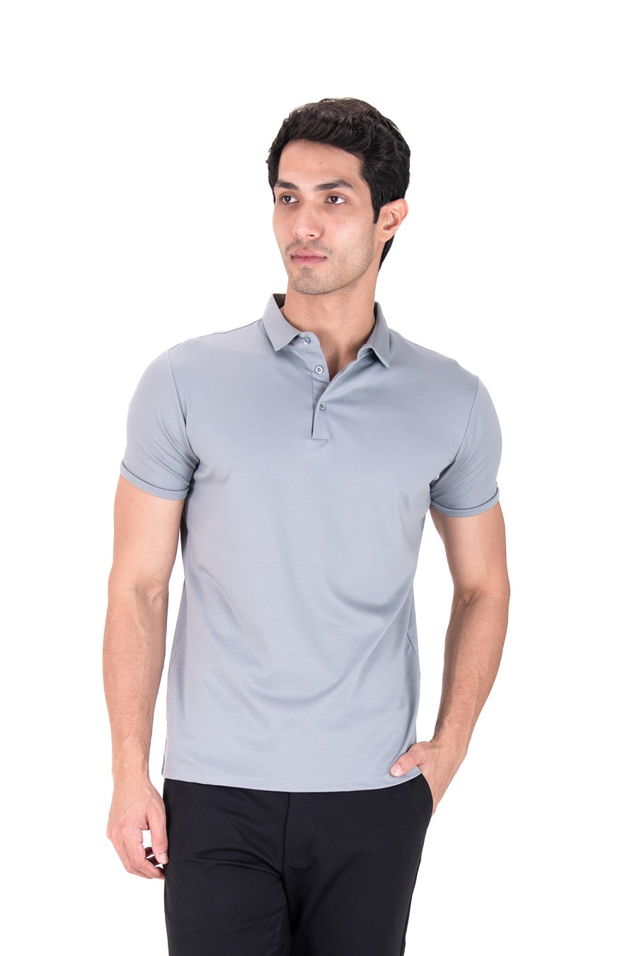 Fluid Cotton Polo - Chrome Grey
