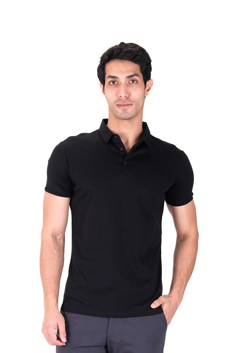 Fluid Cotton Polo - Carbon Black