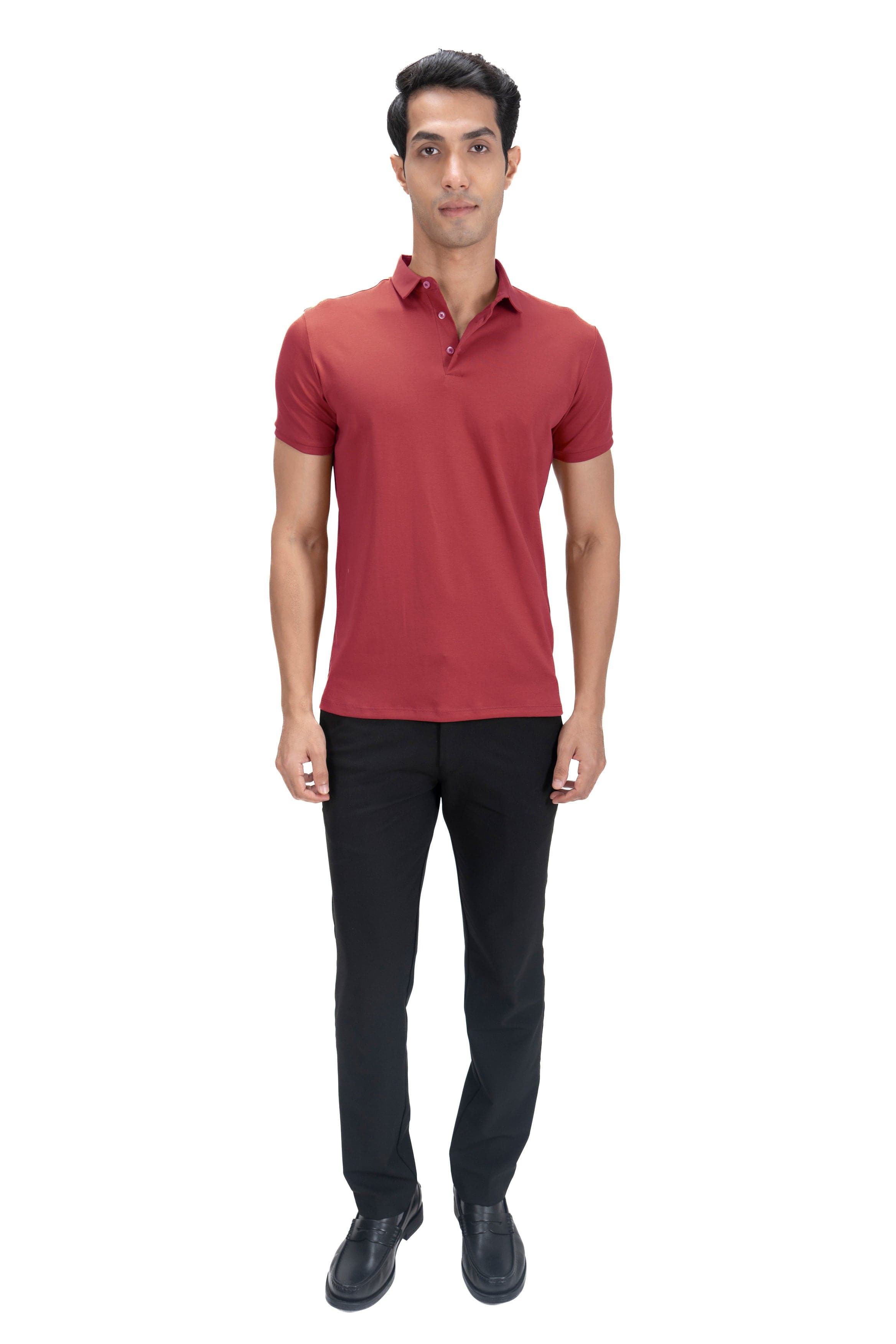 Fluid Cotton Polo - Brick Red