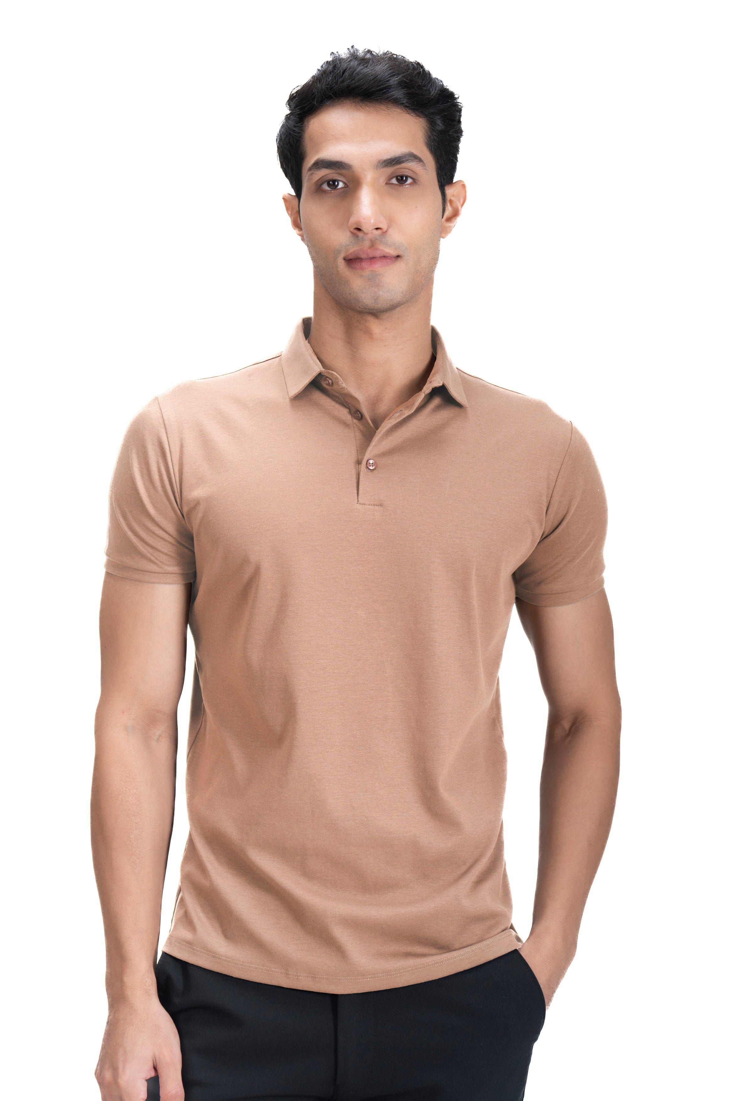 Fluid Cotton Polo - Warm Khaki