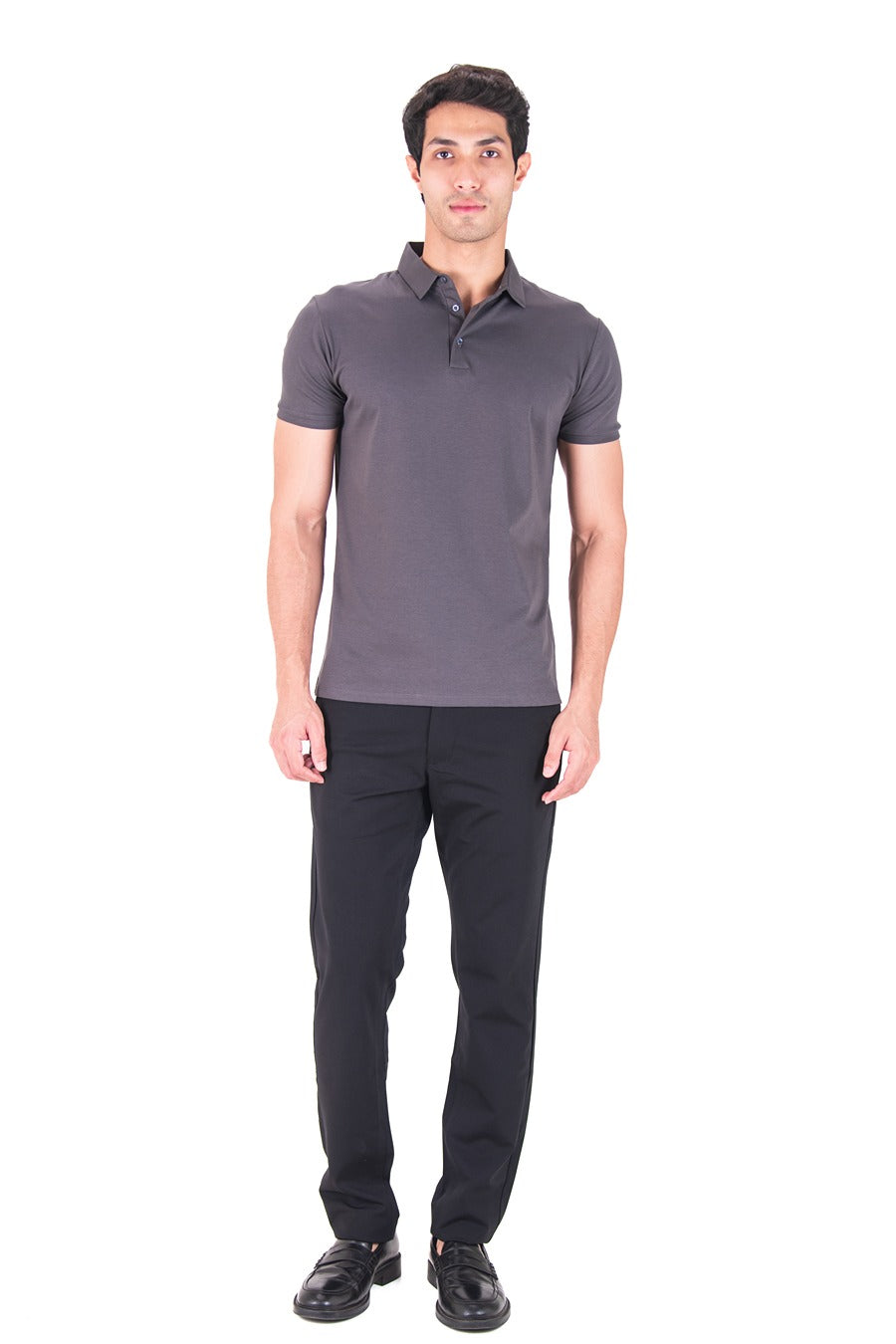 Fluid Cotton Polo - Deep Grey
