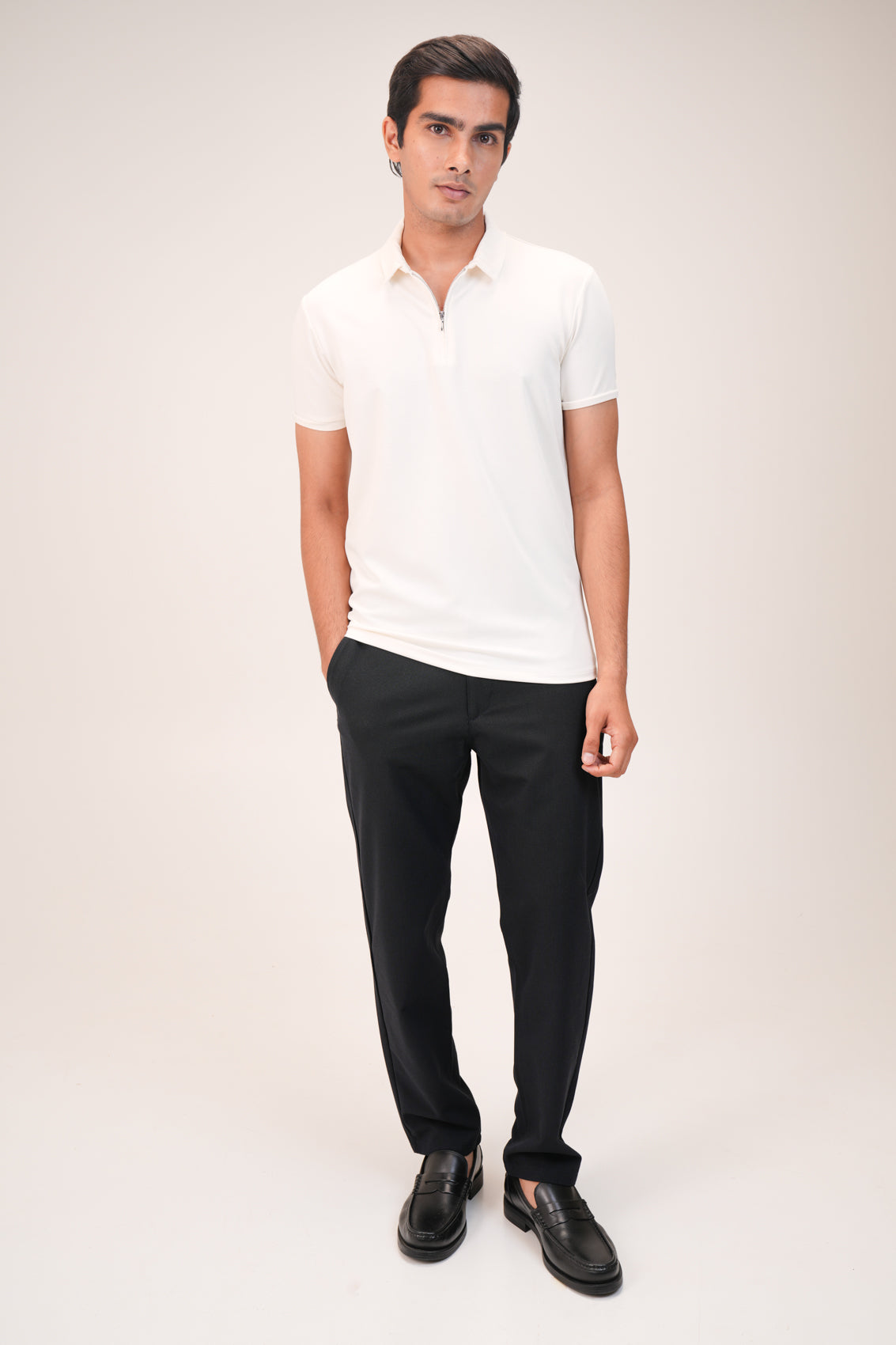 Suede Zipper Polo