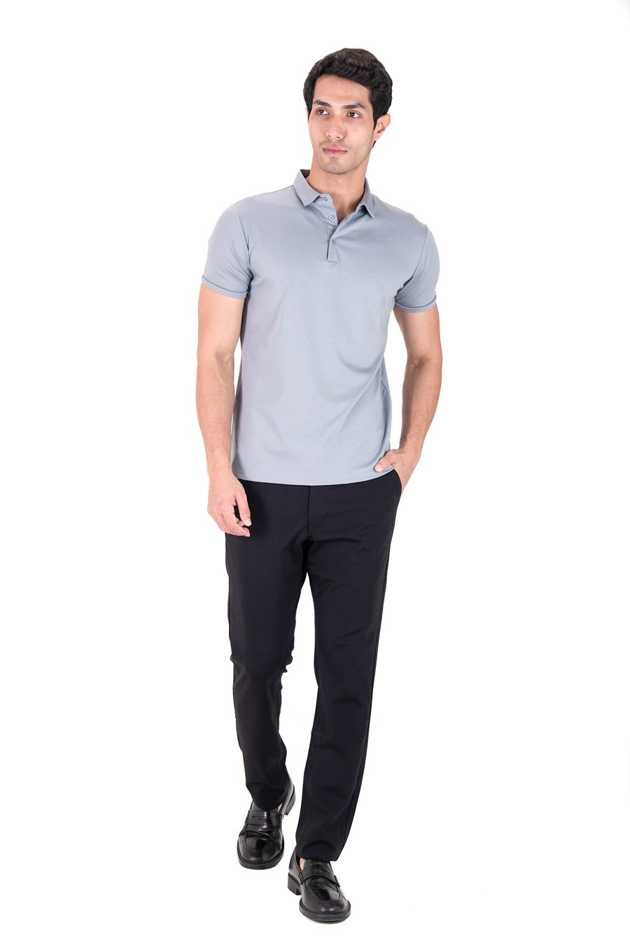 Fluid Cotton Polo - Chrome Grey