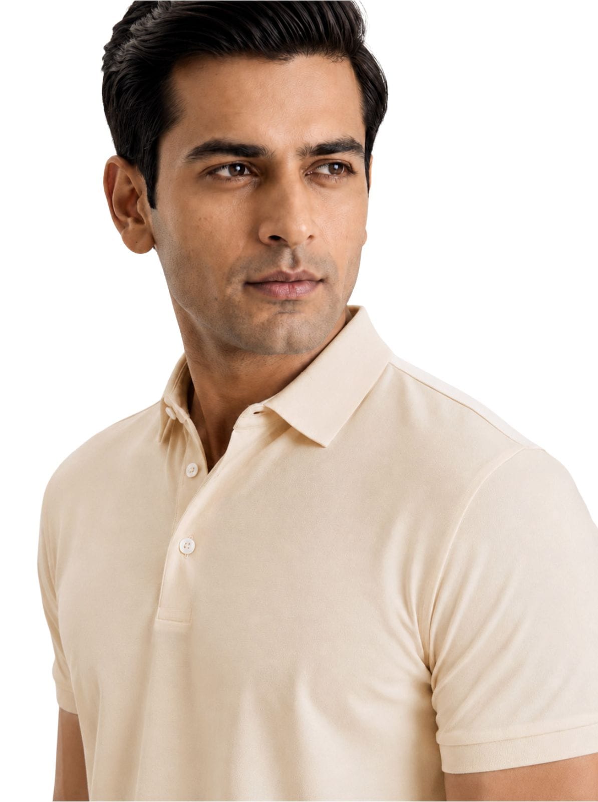 Fluid Cotton Polo - Stone Beige