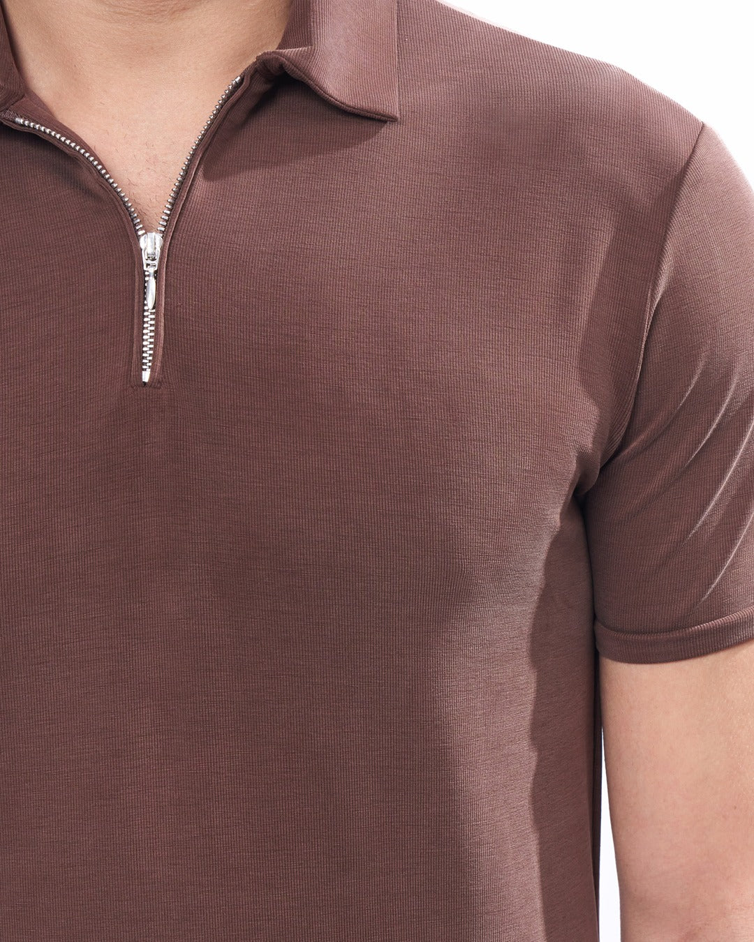 Suede Zipper Polo