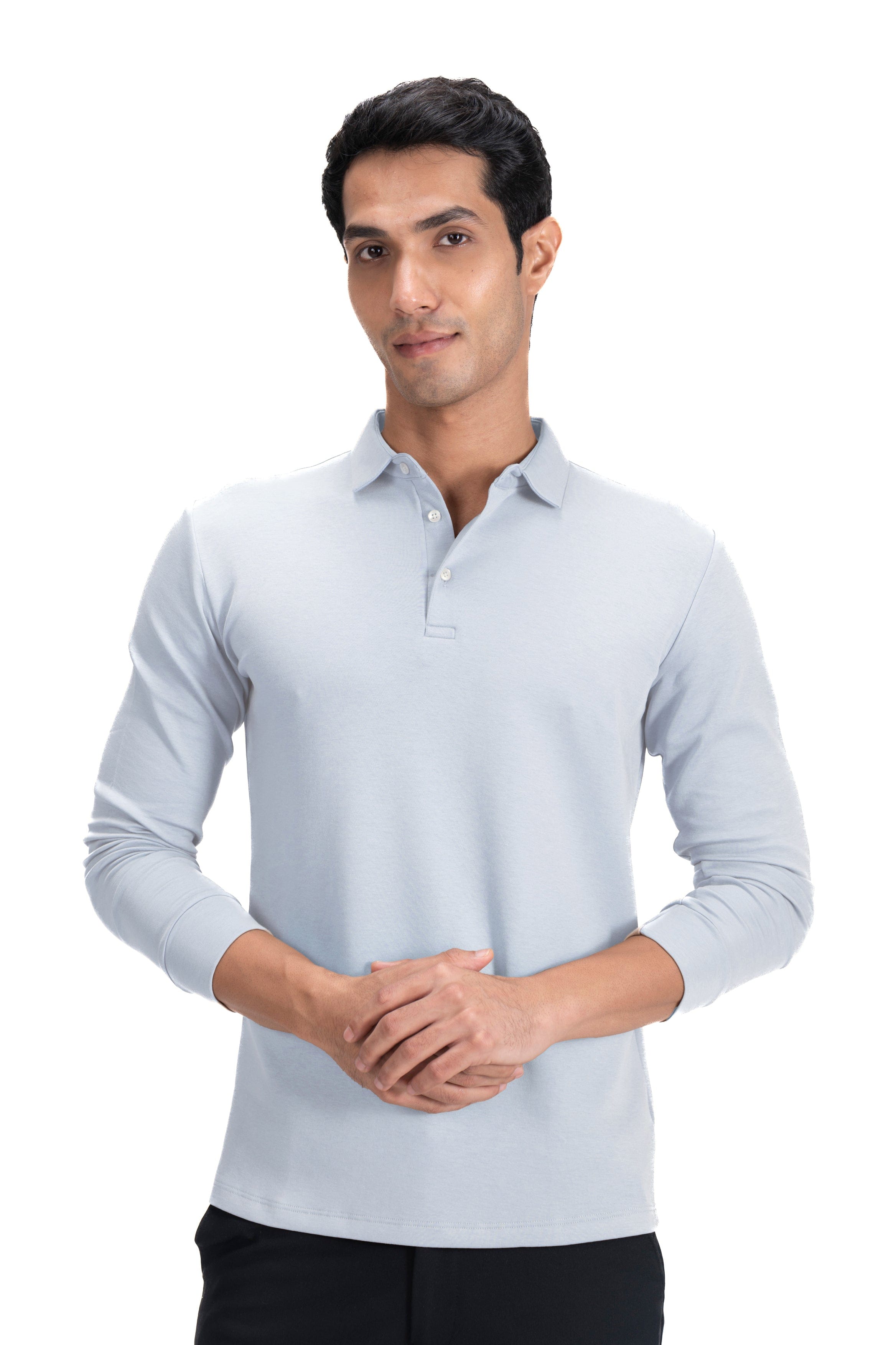 スス ACLENT Relaxy polo neck long tee Legacy Polo | Cotton Full Sleeves T-shirt | Puffed Long Sleeve Polo
