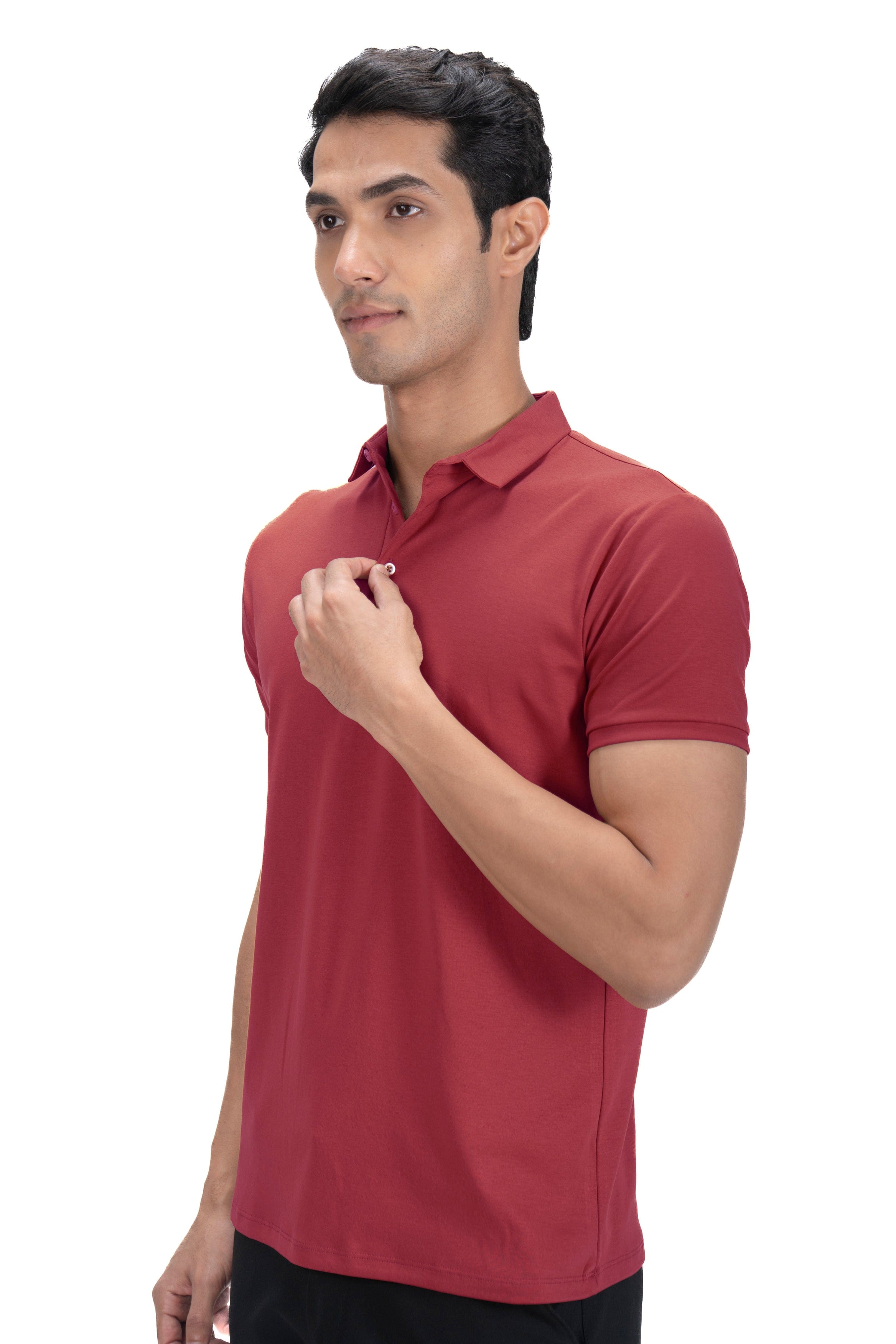 Fluid Cotton Polo - Brick Red