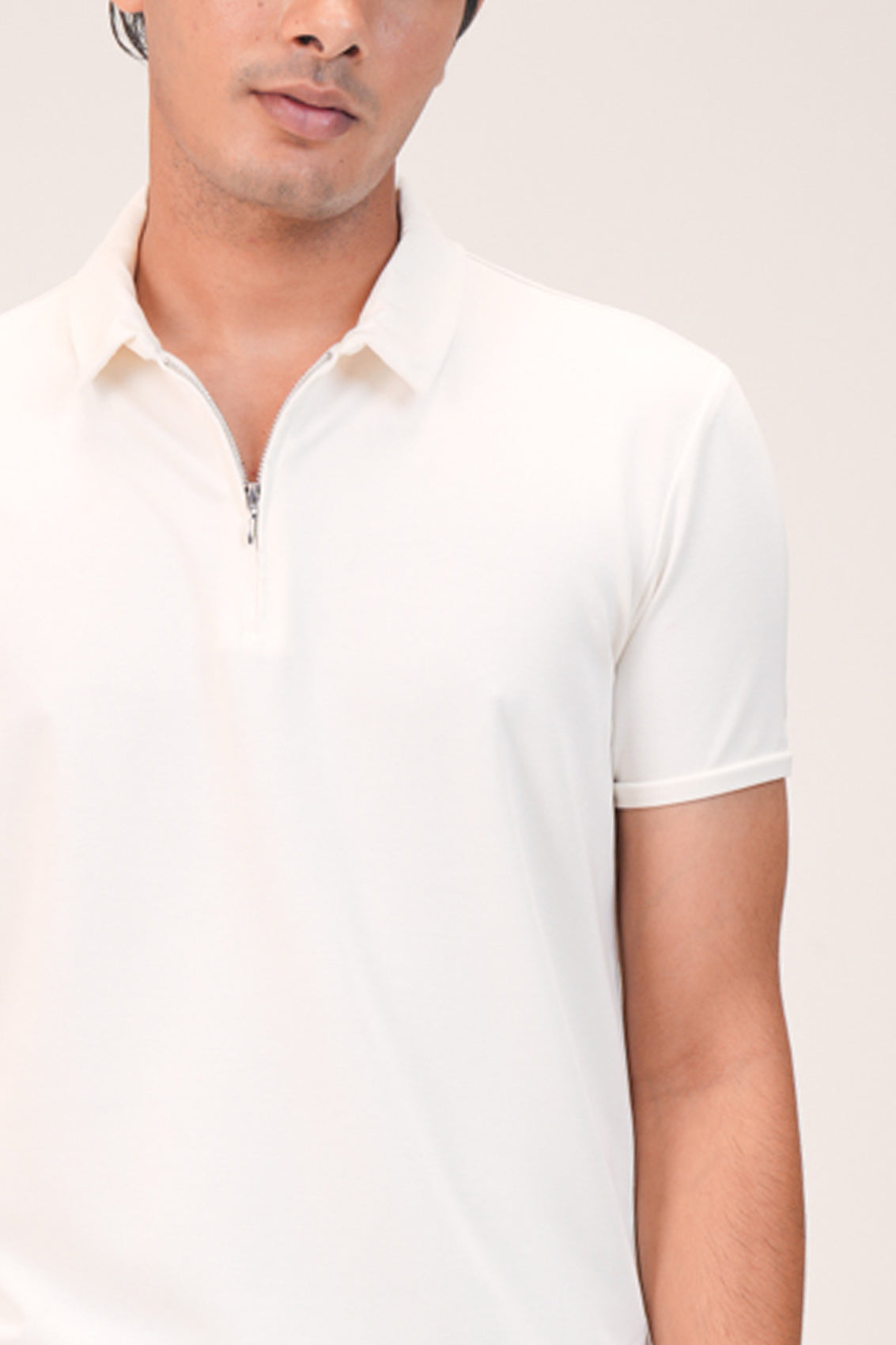 Suede Zipper Polo