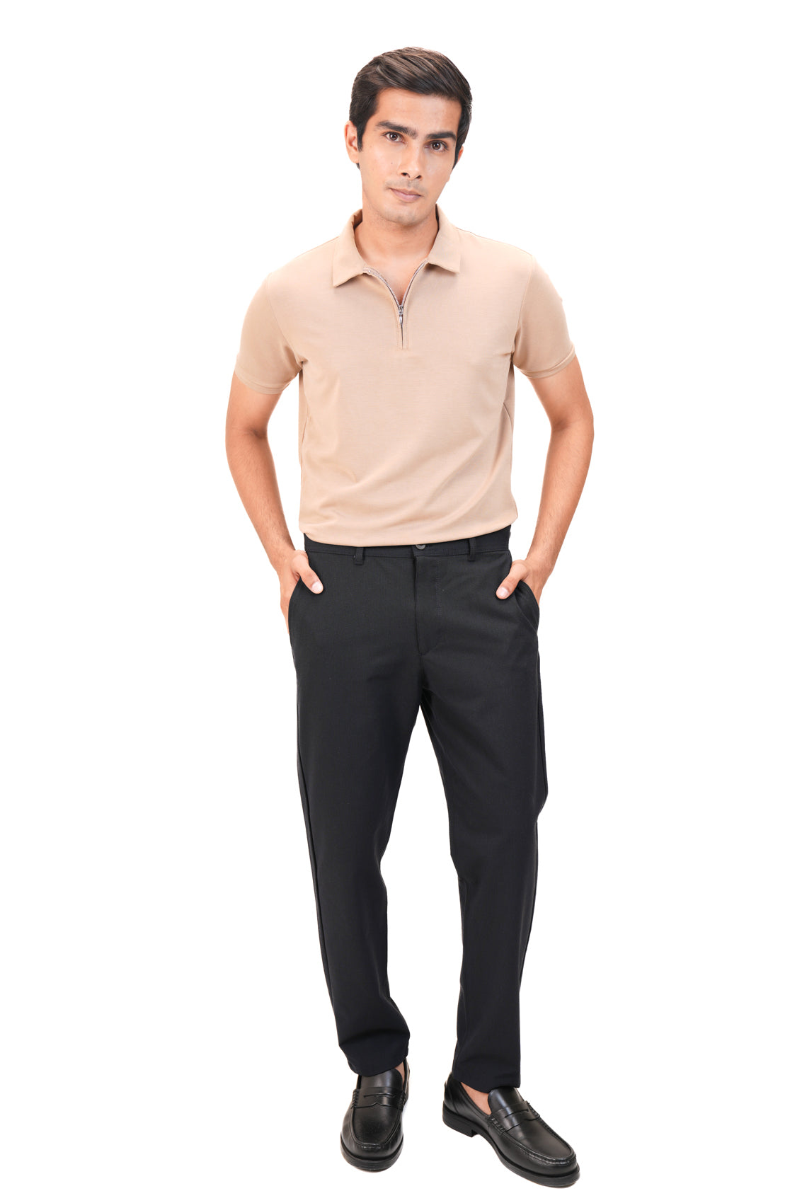 Suede Zipper Polo