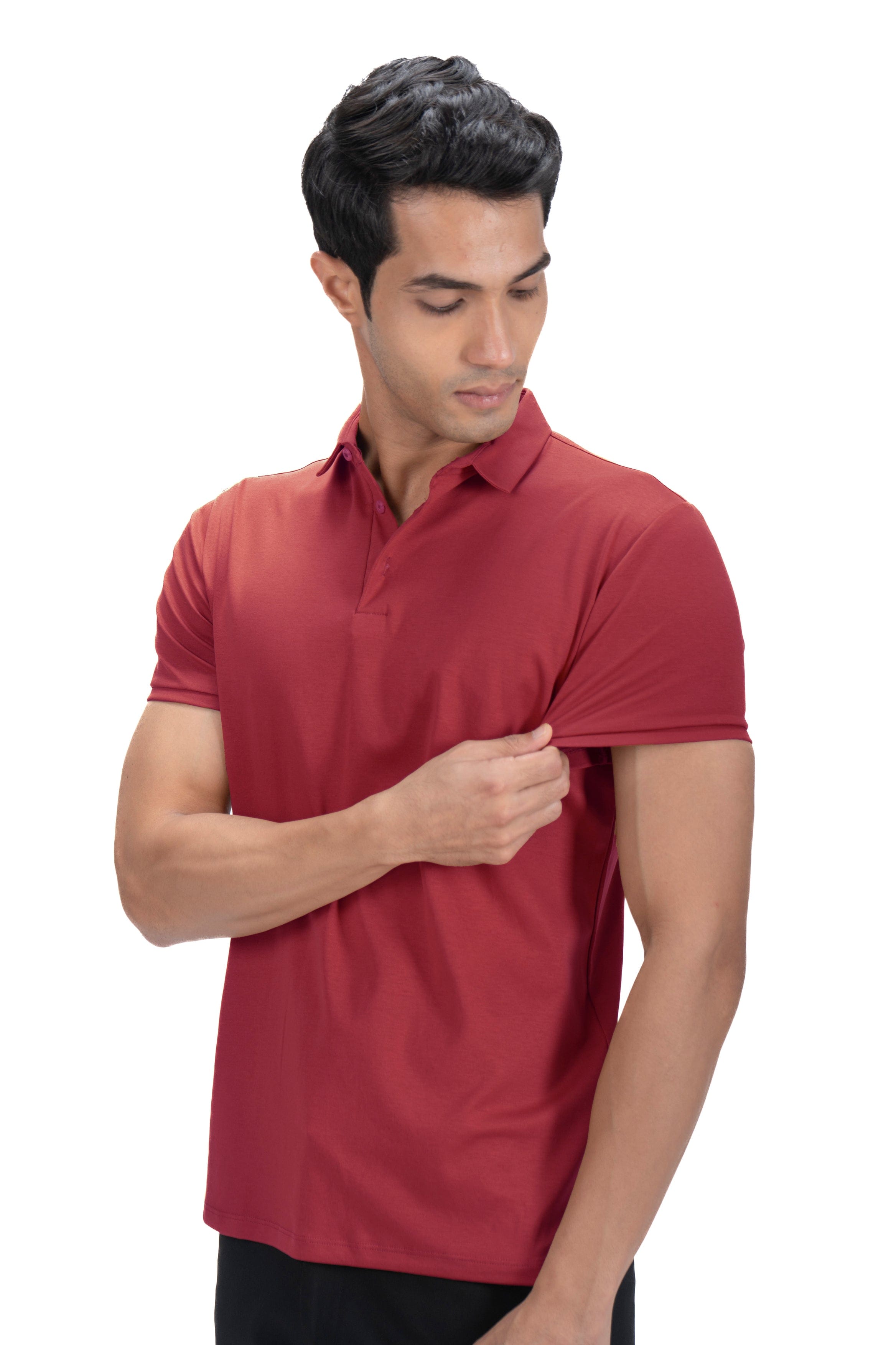 Fluid Cotton Polo - Brick Red