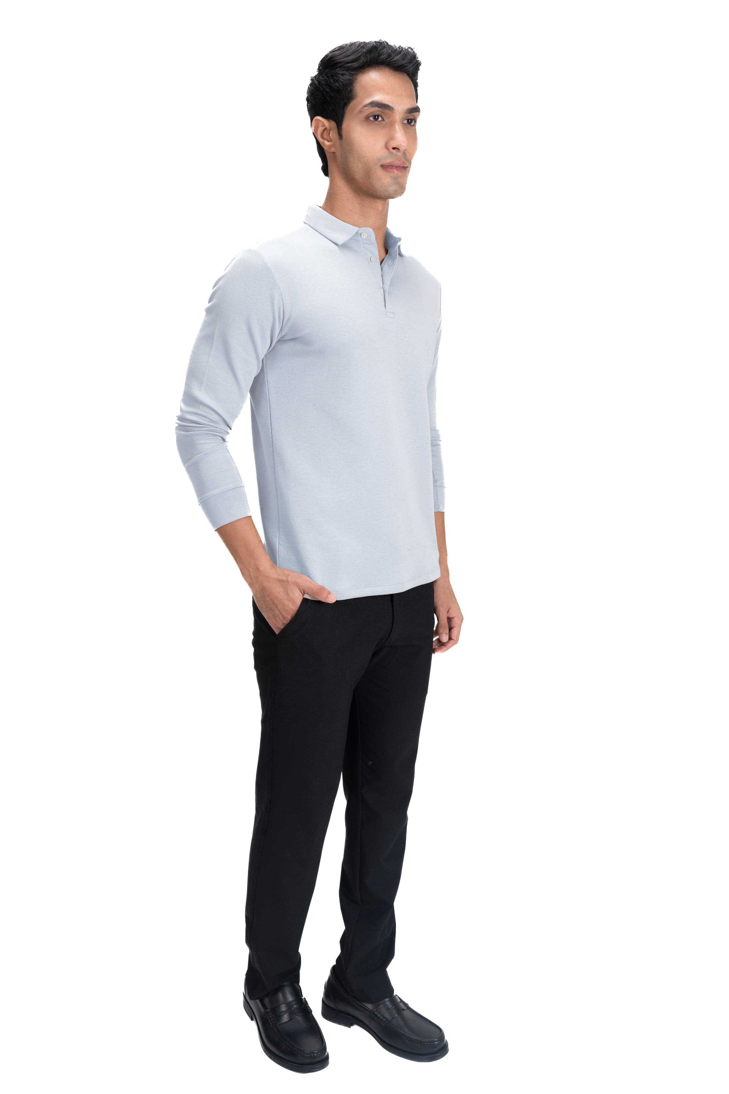 Legacy Polo Sweater- Steel Blue