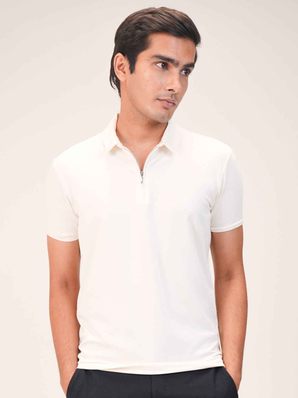 Suede Zipper Polo