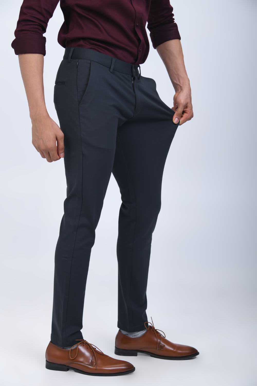 Flousers 2.0 | Stretchable Trousers For Men | Grey Tailored Fit ...